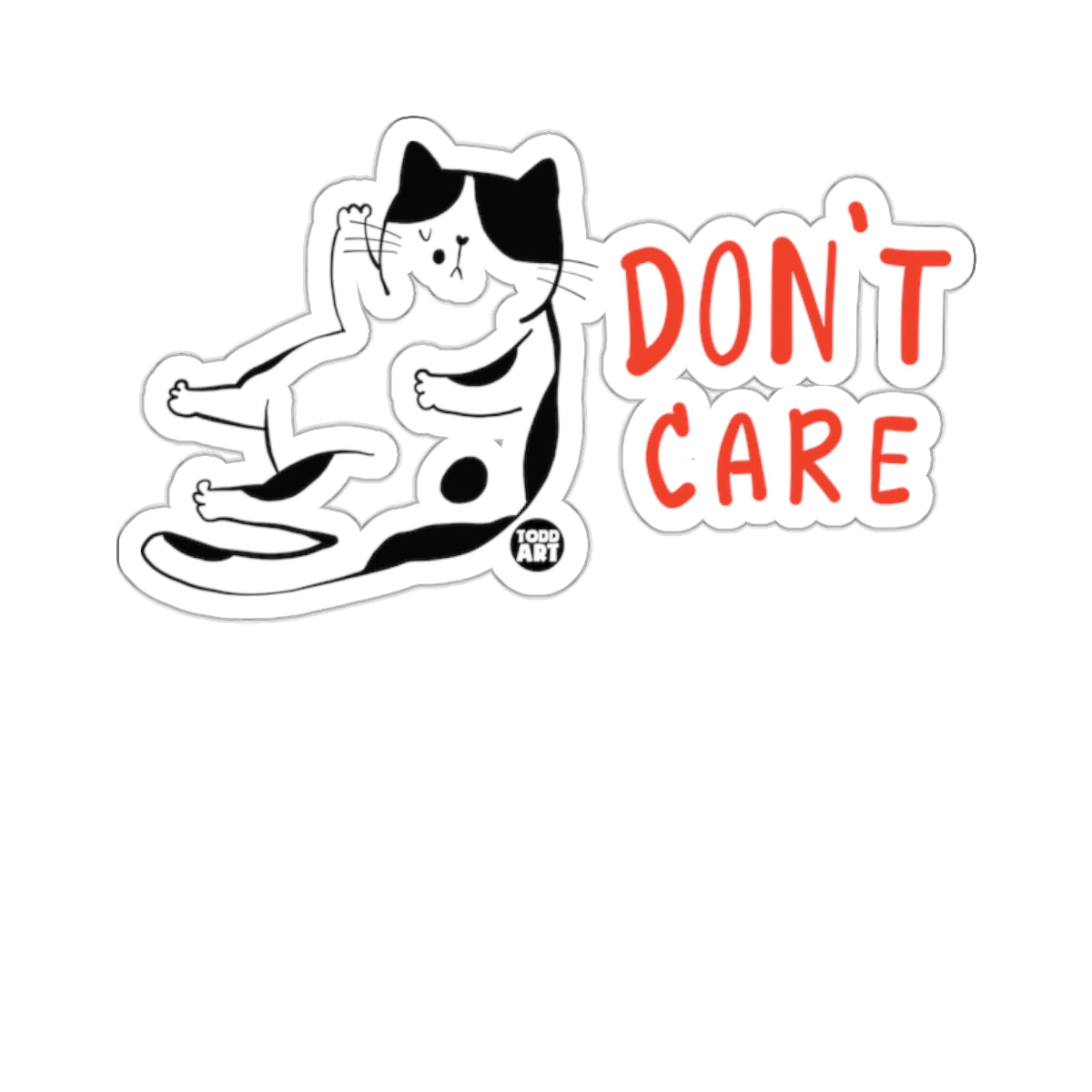 Black White Cat Don't Care Relaxed Vibe Sticker