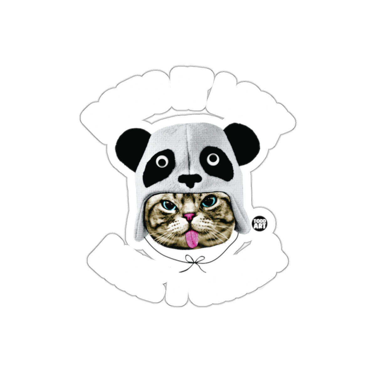 Does It Look Like I Care Cat Wearing Panda Hat Stickers