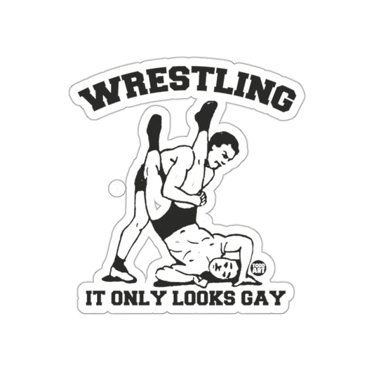 Wrestling It Only Looks Gay Funny Todd Art Stickers