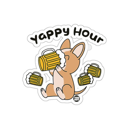 Yappy Hour Cute Dog with Beer Mug Sticker Fun Accessory
