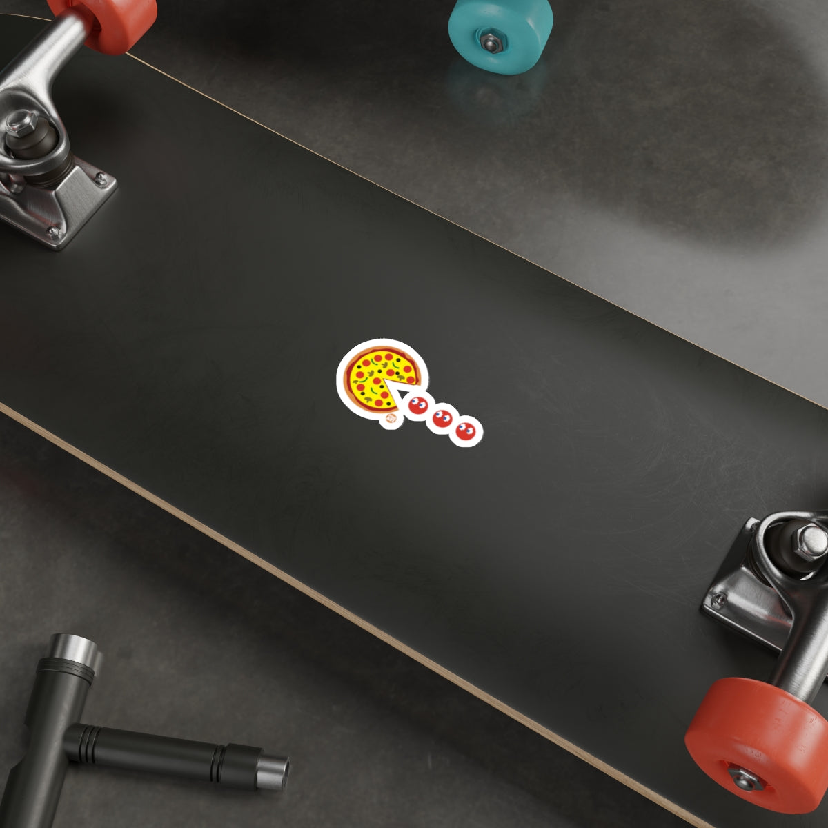 Pizza Pac Man Style with Chasing Red Dots Stickers