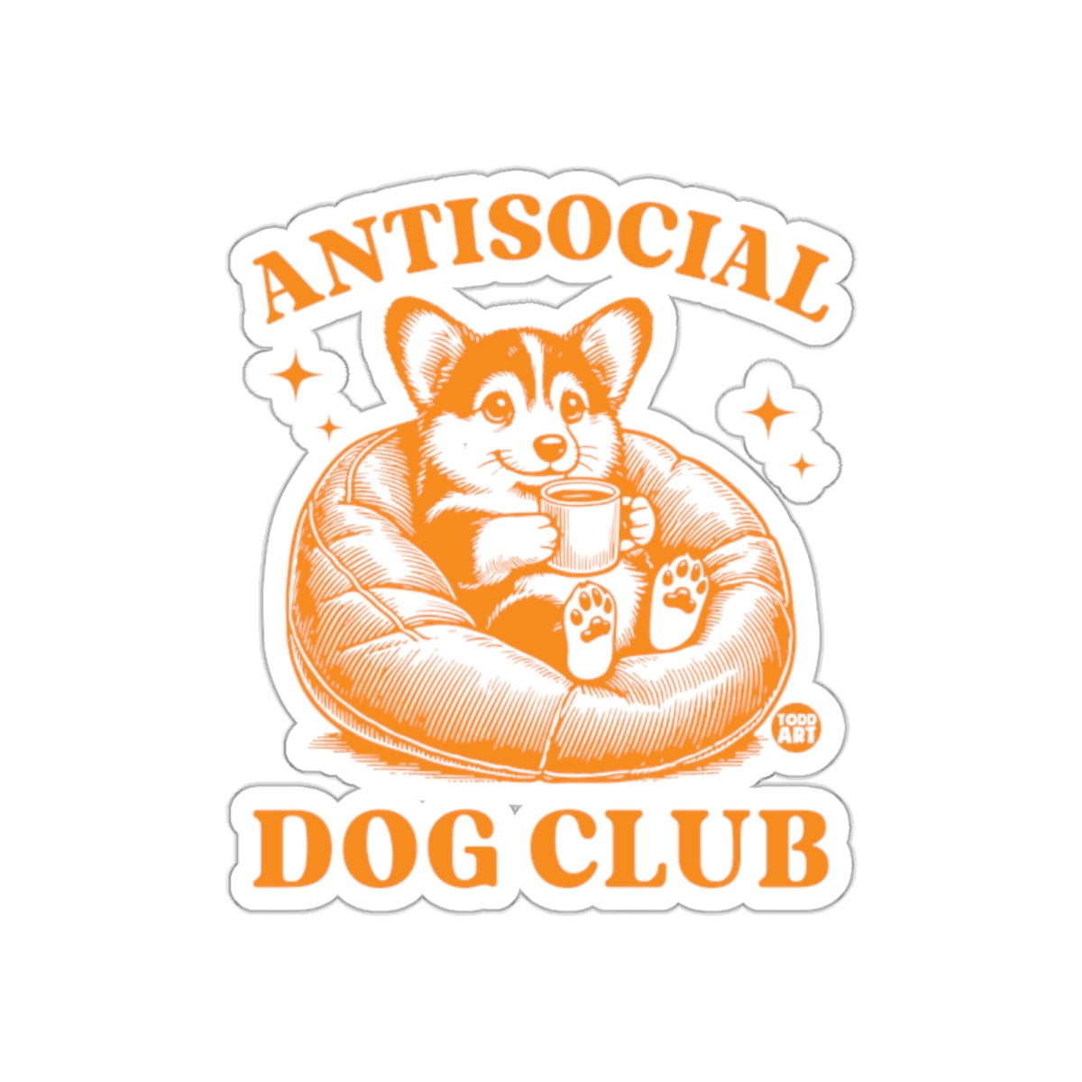 Antisocial Dog Club Adorable Corgi Sticker Design