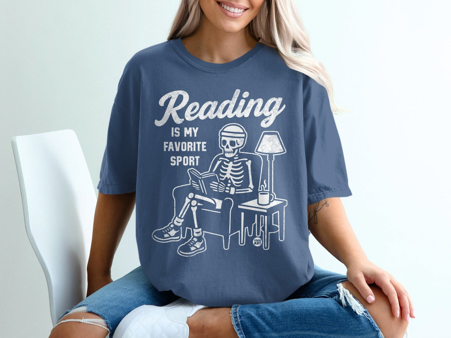 Reading Is My Favorite Sport Skeleton Tee