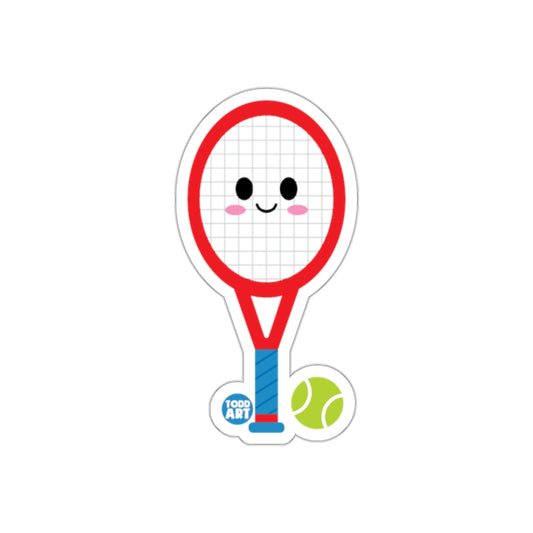 Cute Smiling Tennis Racket and Ball Sticker Product