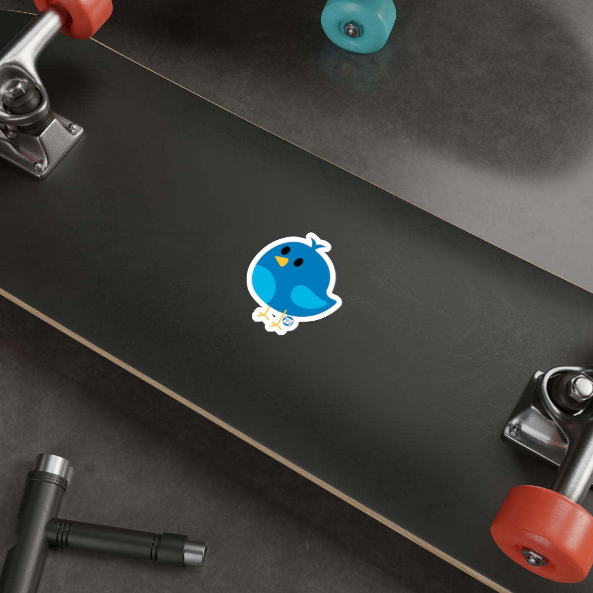 Blue Bird Character Sticker on Skateboard product