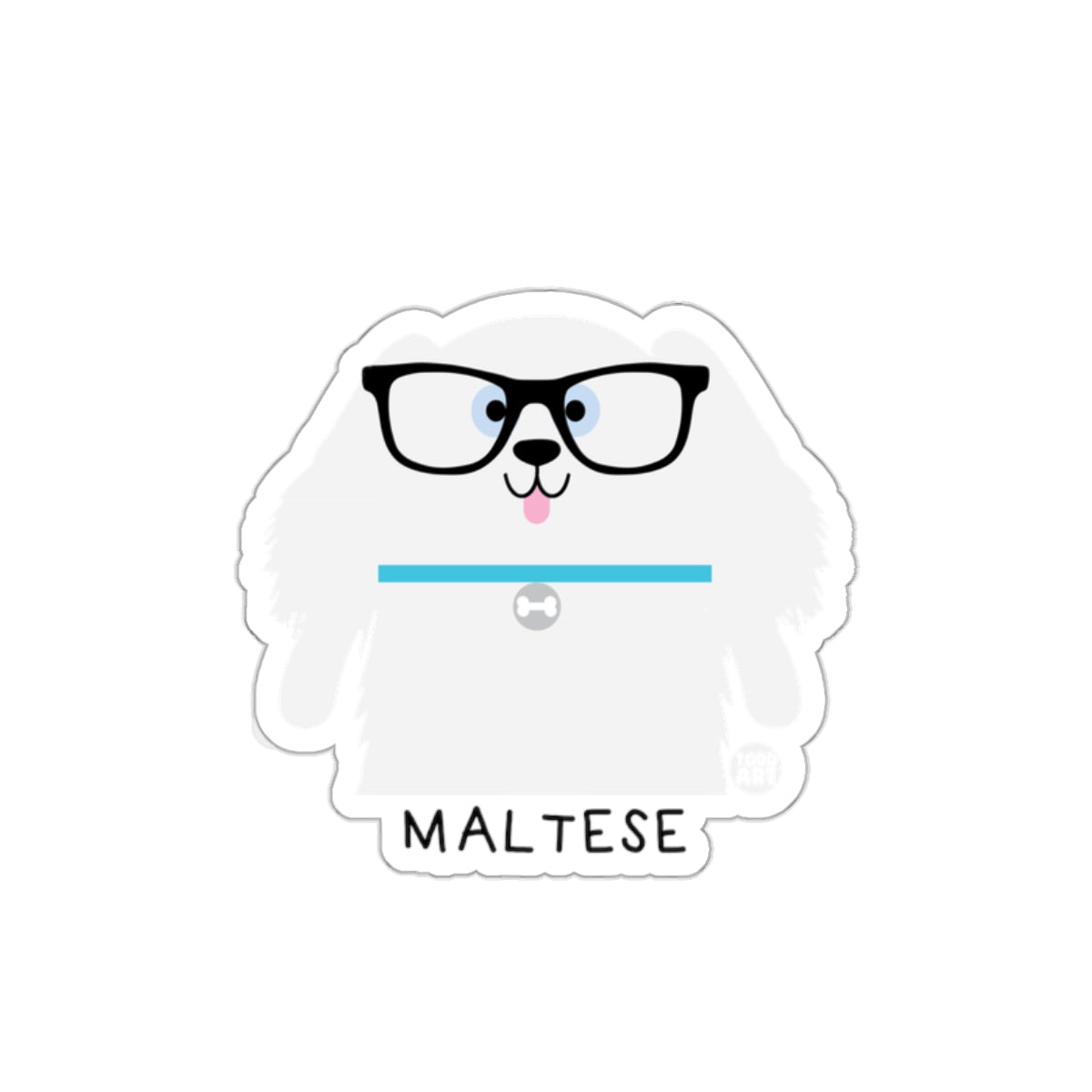 Cute Cartoon Maltese Dog With Glasses Sticker