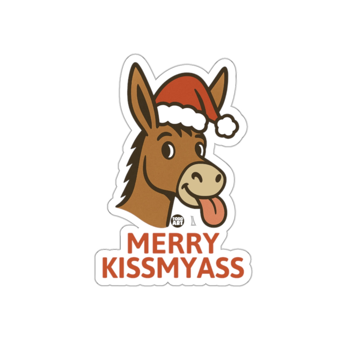 Merry Kissmyass Santa Donkey Funny Christmas Sticker