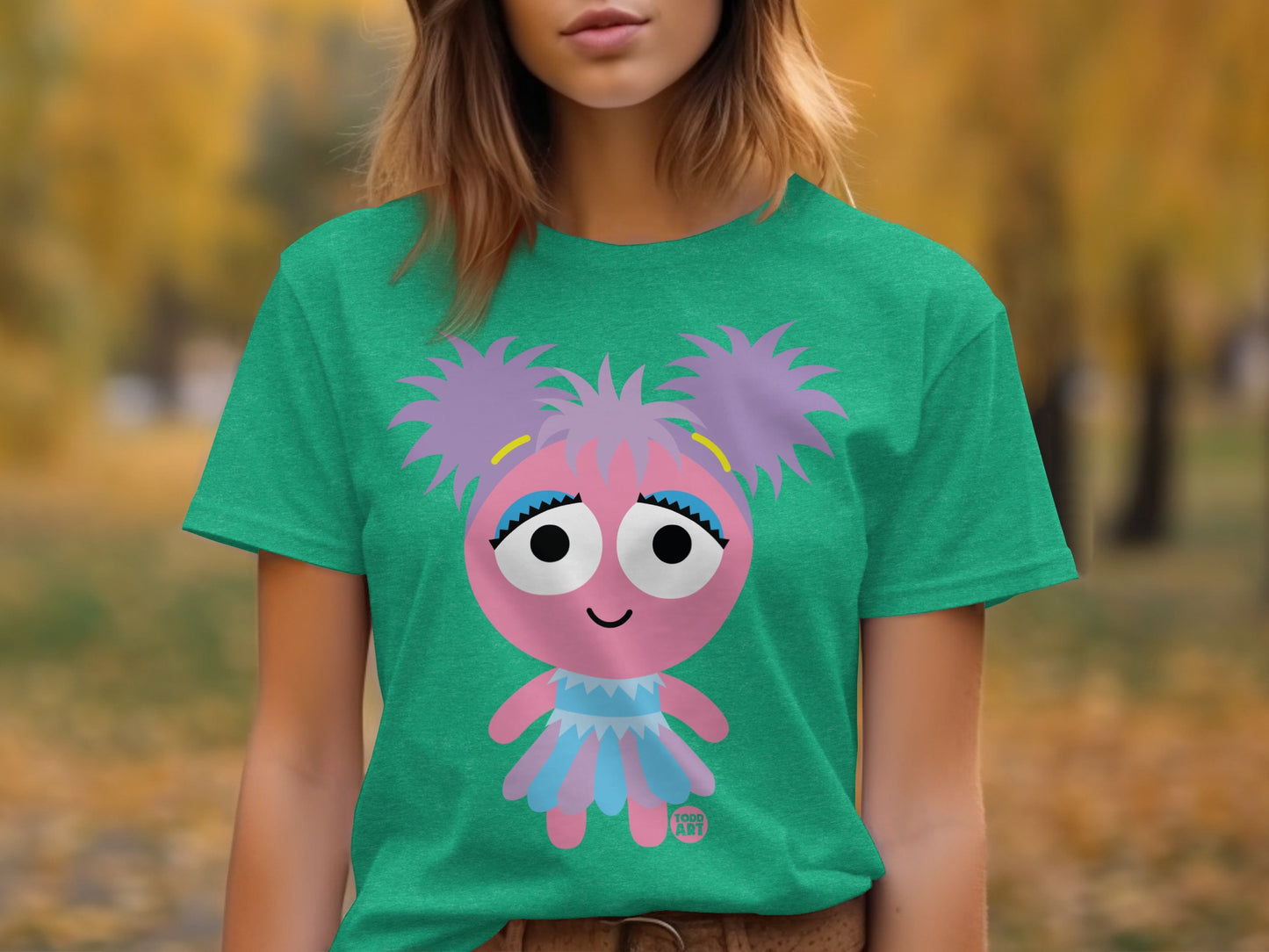 Adorable Cartoon Character Green T-shirt