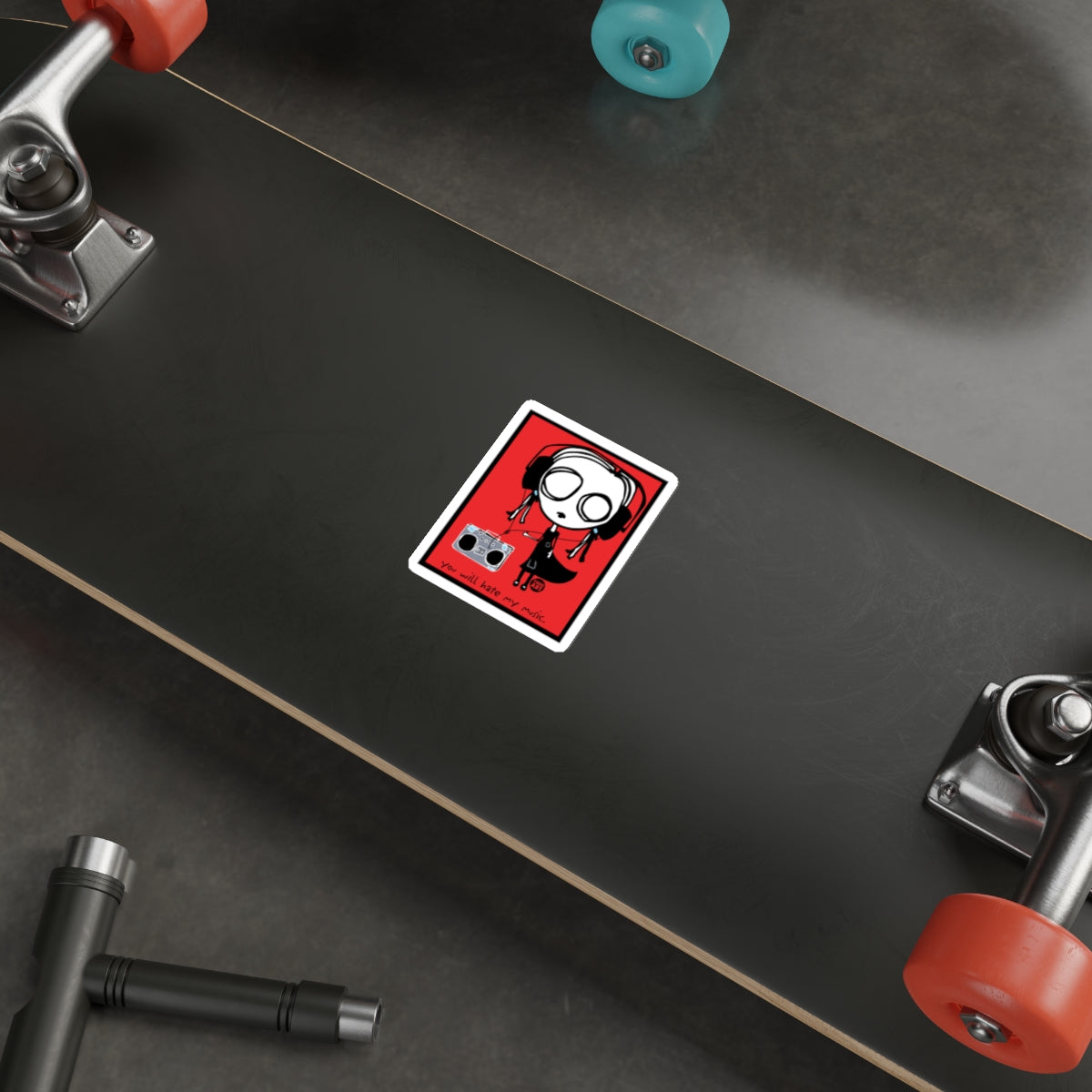 Unique Cartoon Character Sticker with Headphones Sticker