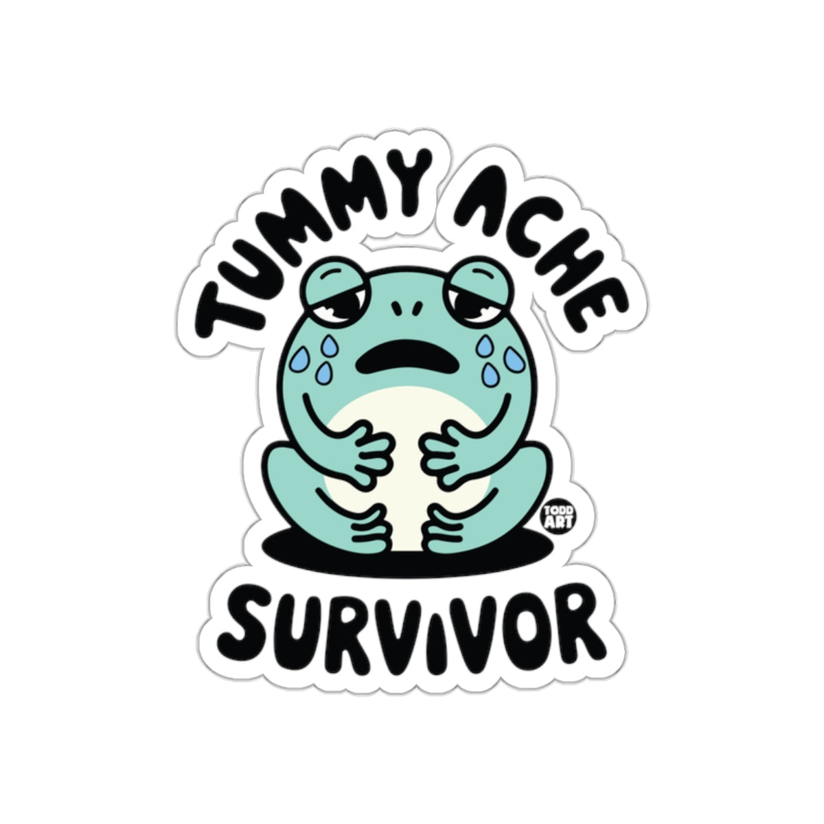Tummy Ache Survivor Frog Sticker Funny Animal Design