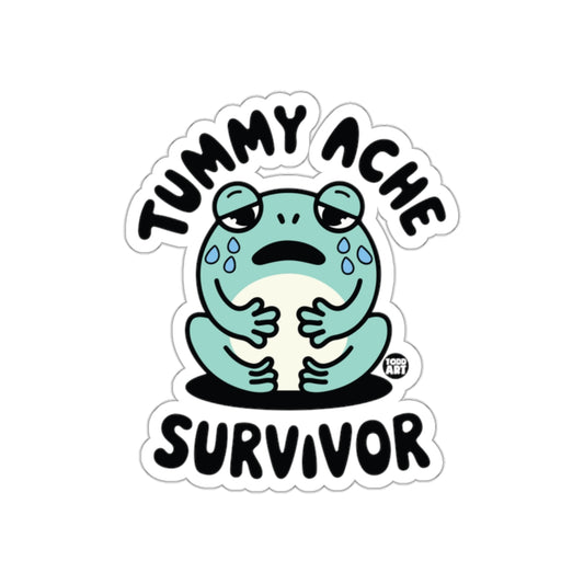 Tummy Ache Survivor Frog Sticker Funny Animal Design