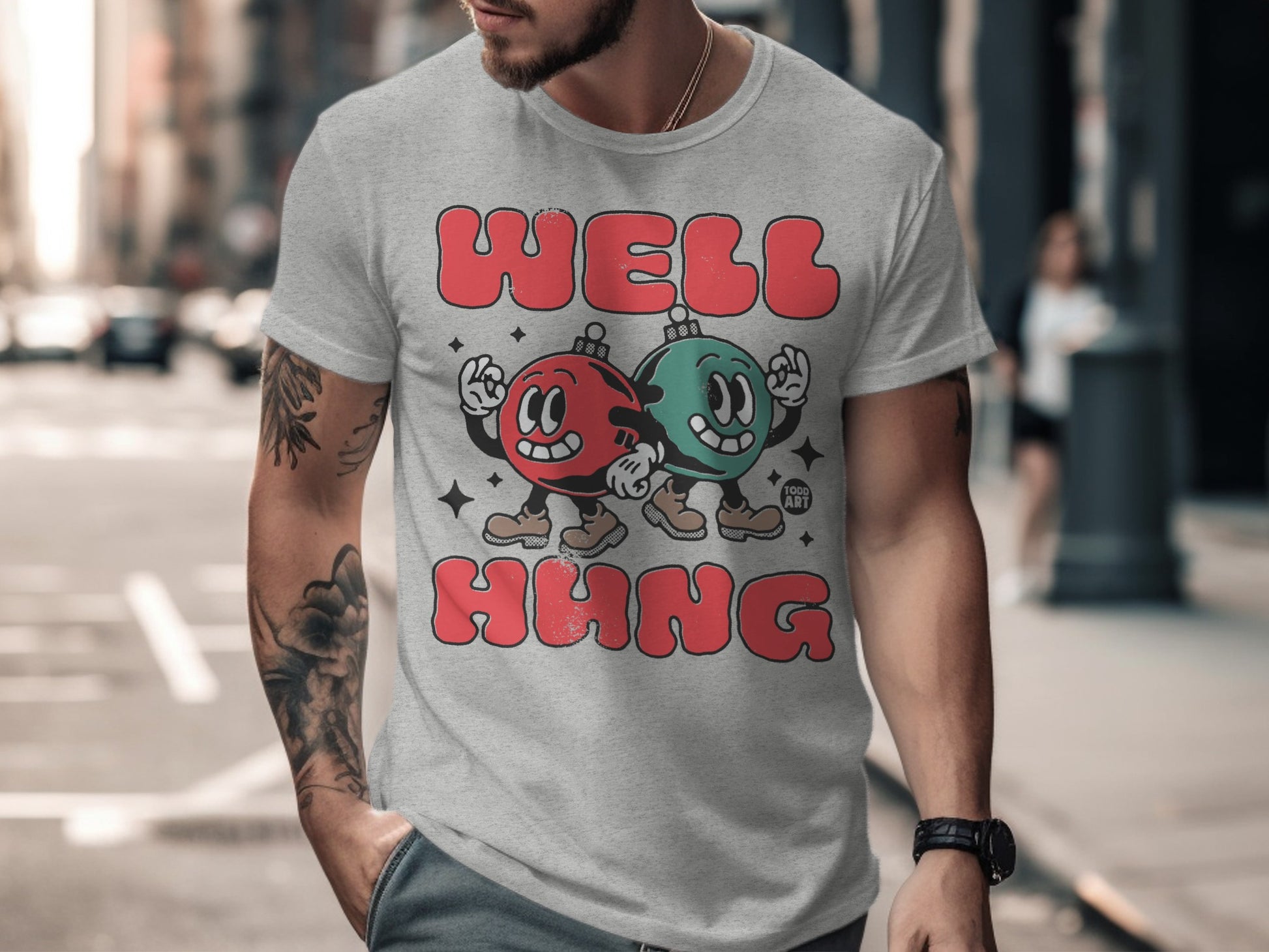 WELL HUNG Graphic Novelty Cartoon T-Shirt