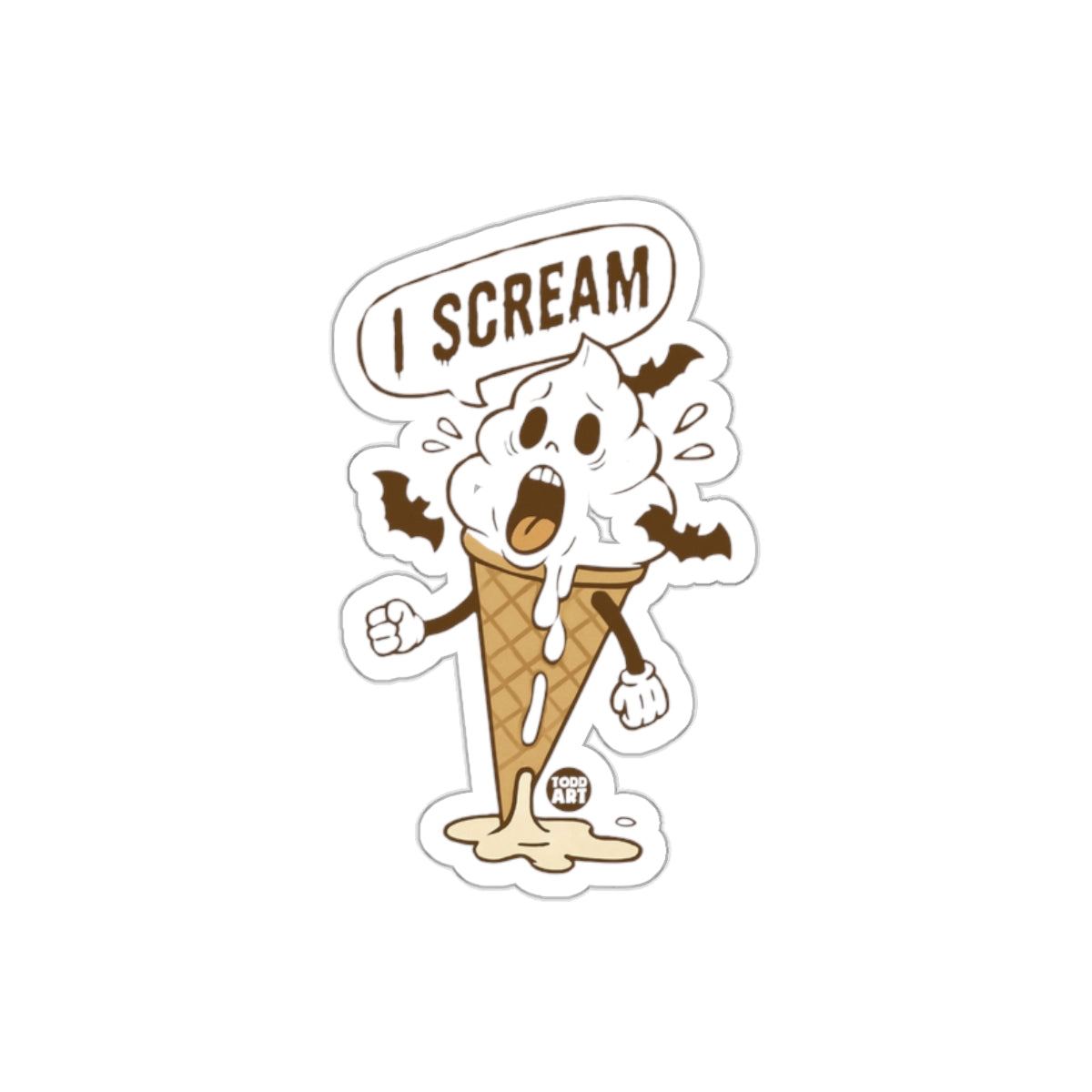 I Scream Ice Cream Cone Character Sticker
