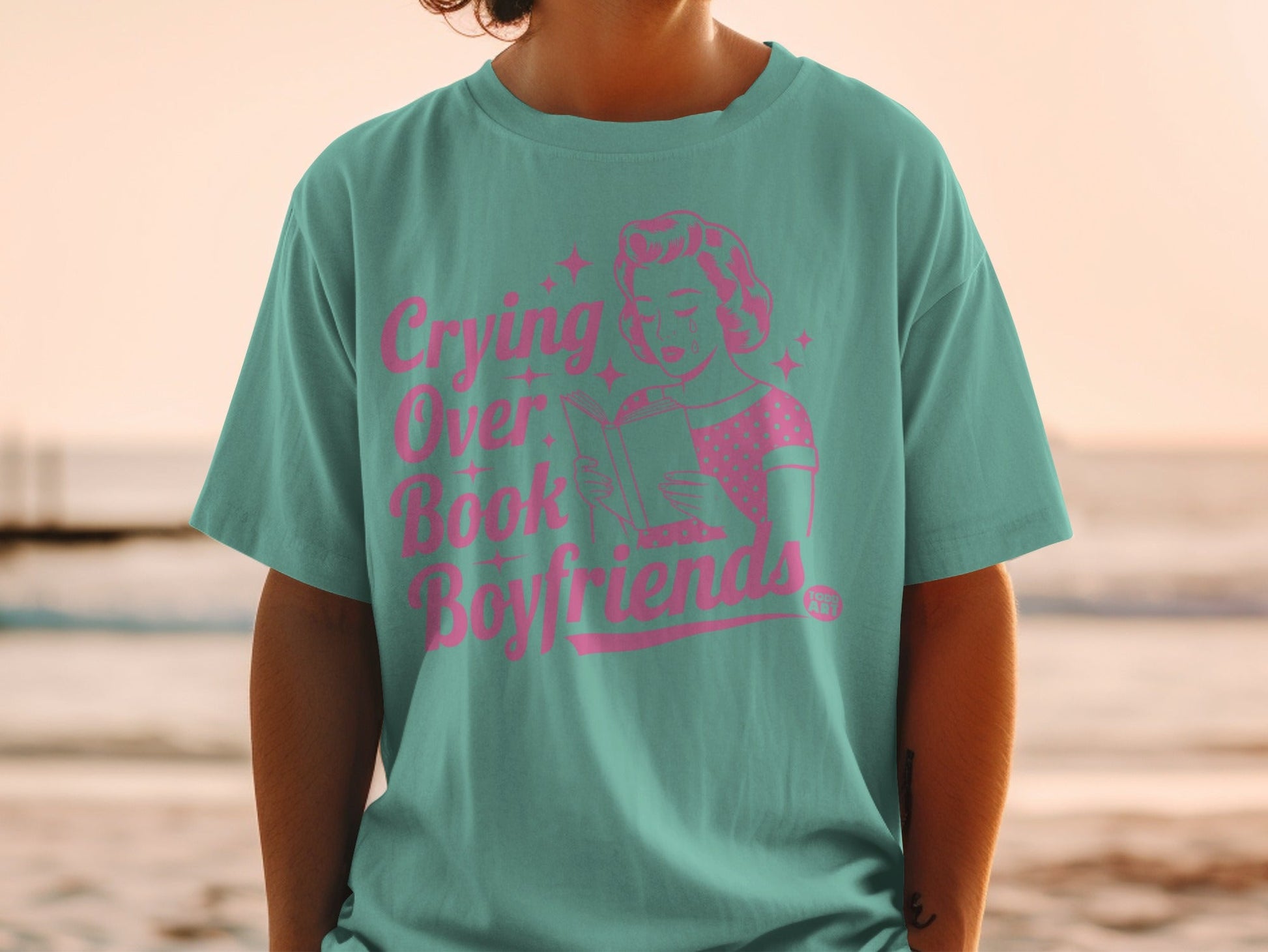 Crying Over Book Boyfriends Retro Graphic T-Shirt