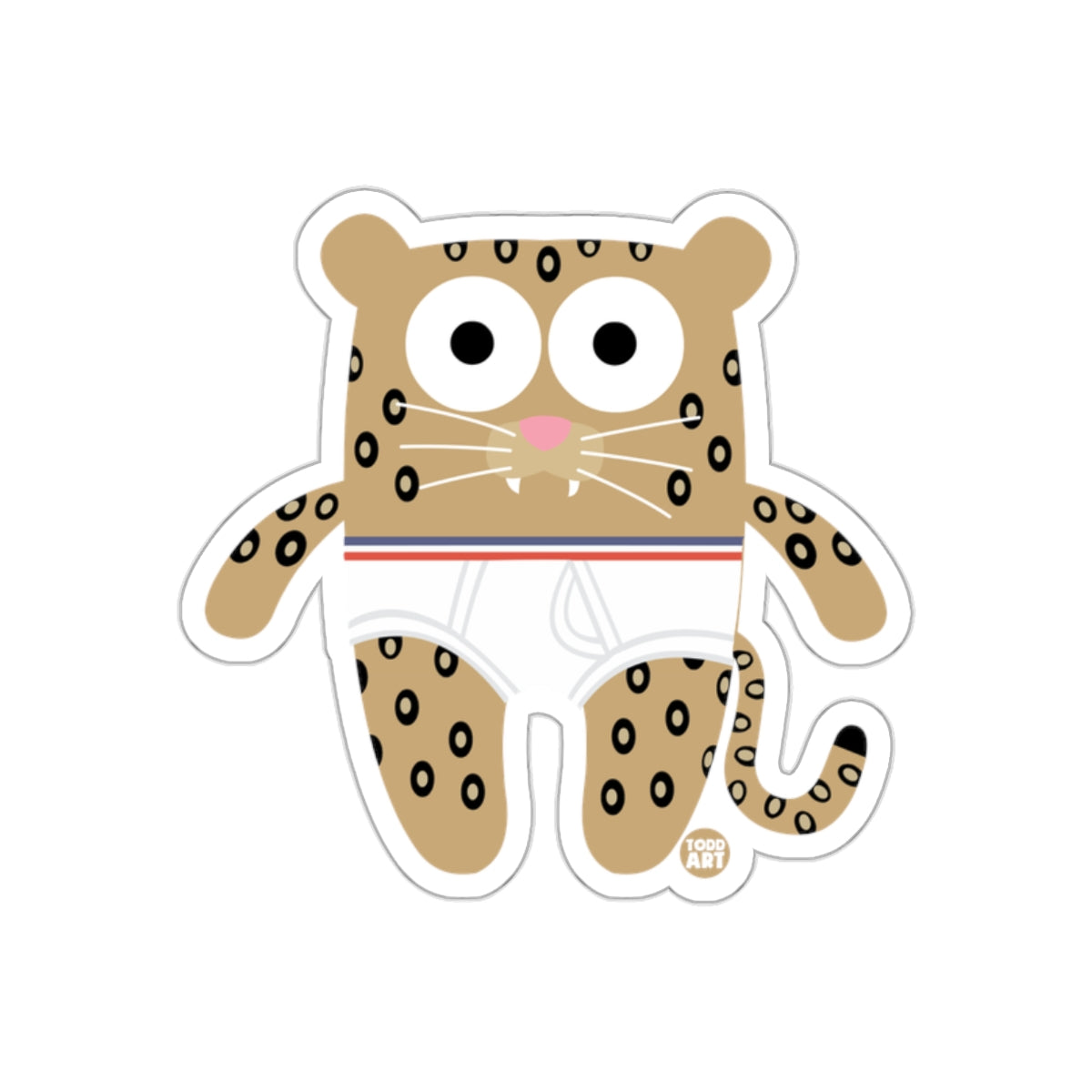 Cute Leopard Cartoon Character Sticker Design for Kids