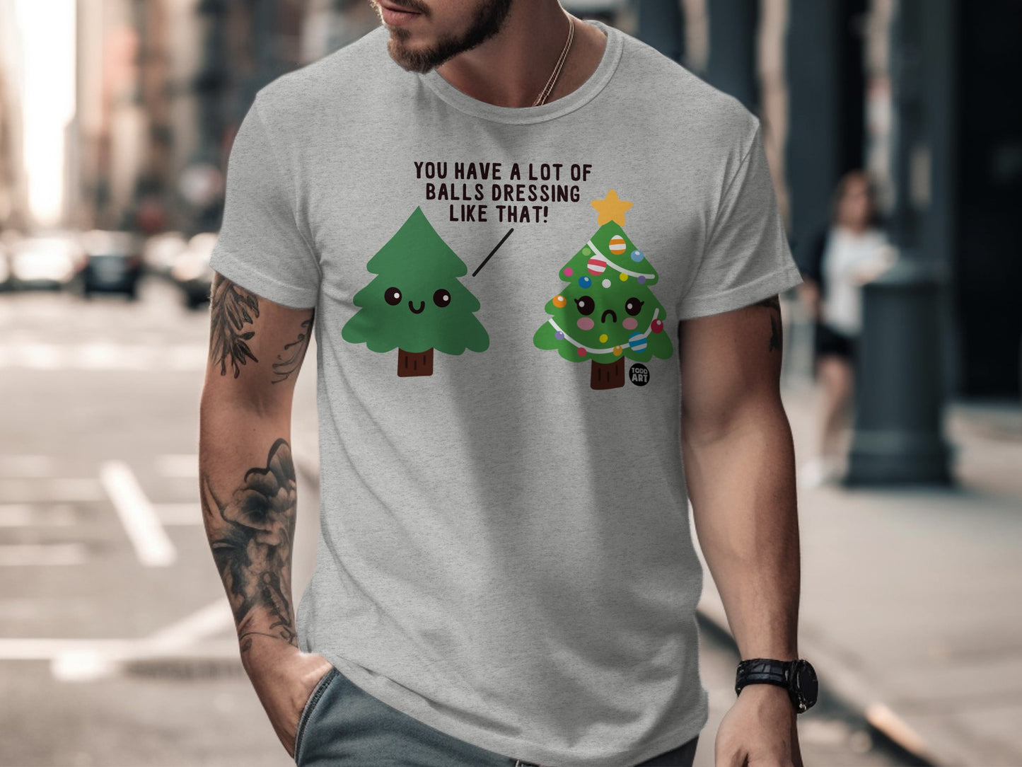 Funny Christmas Trees Graphic Tee for Holiday Fun