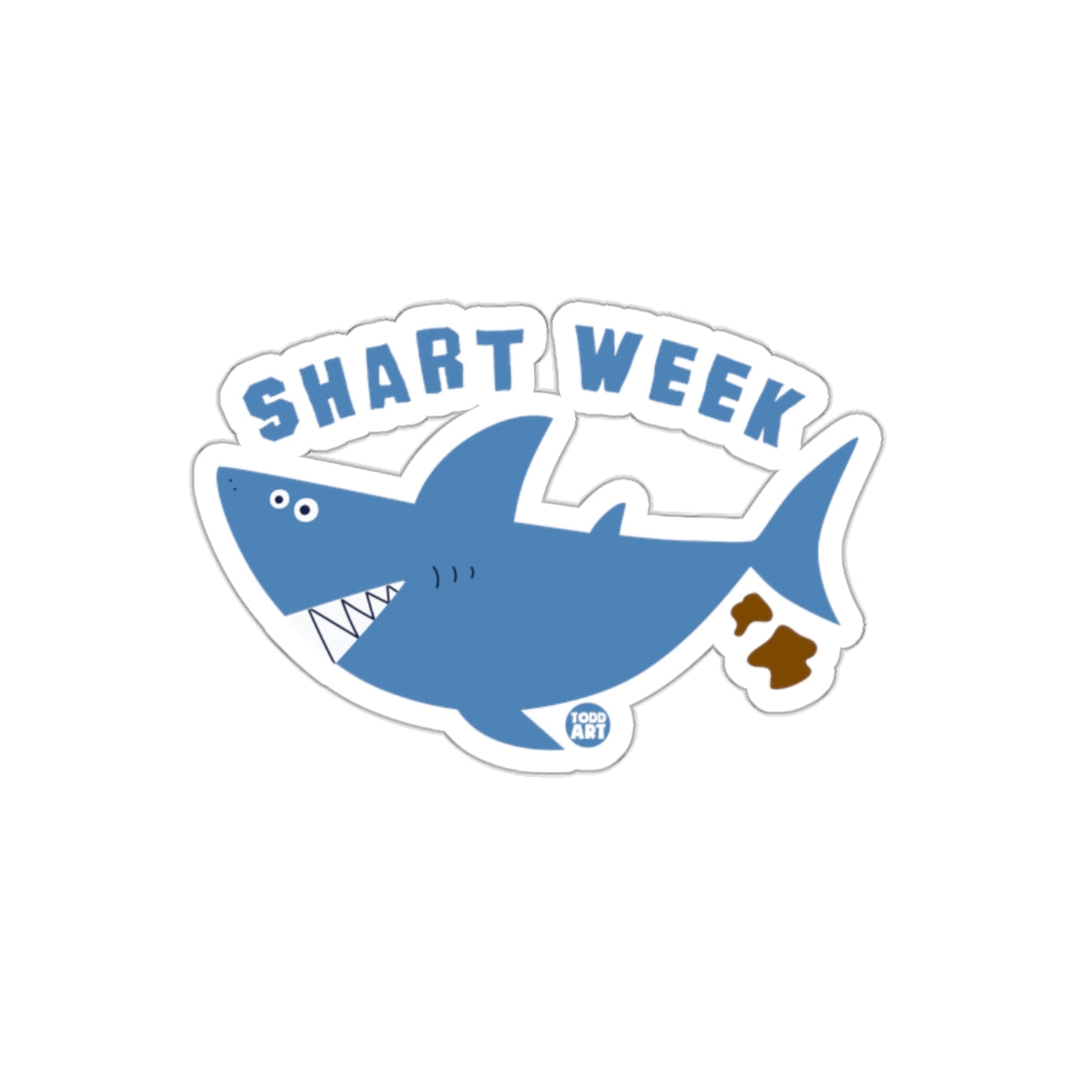 Blue Cartoon Shark with Shart Week Funny Stickers