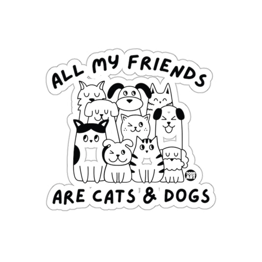 All My Friends Are Cats And Dogs Doodles Artwork Stickers
