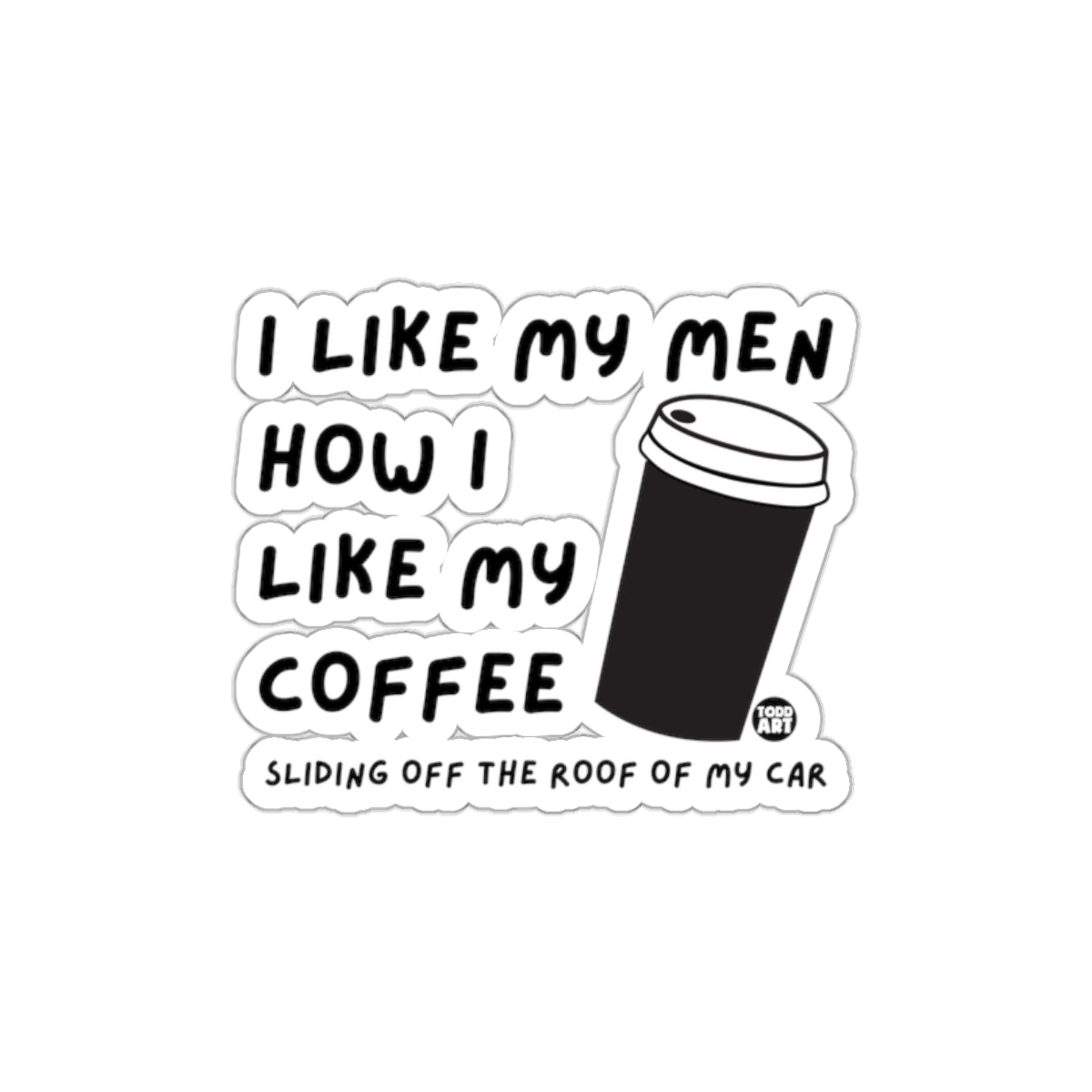 Funny Coffee Men Sliding Off Roof Sticker