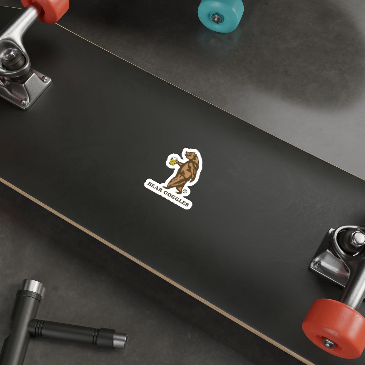 Bear Goggles Bear on Skateboard Sticker