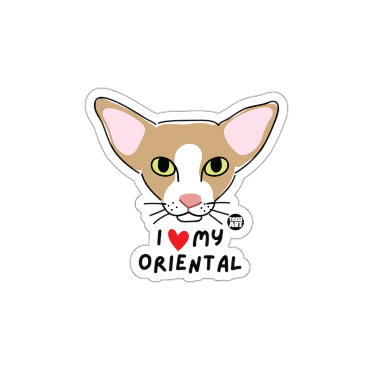 Cute I Love My Oriental Cat Sticker Design