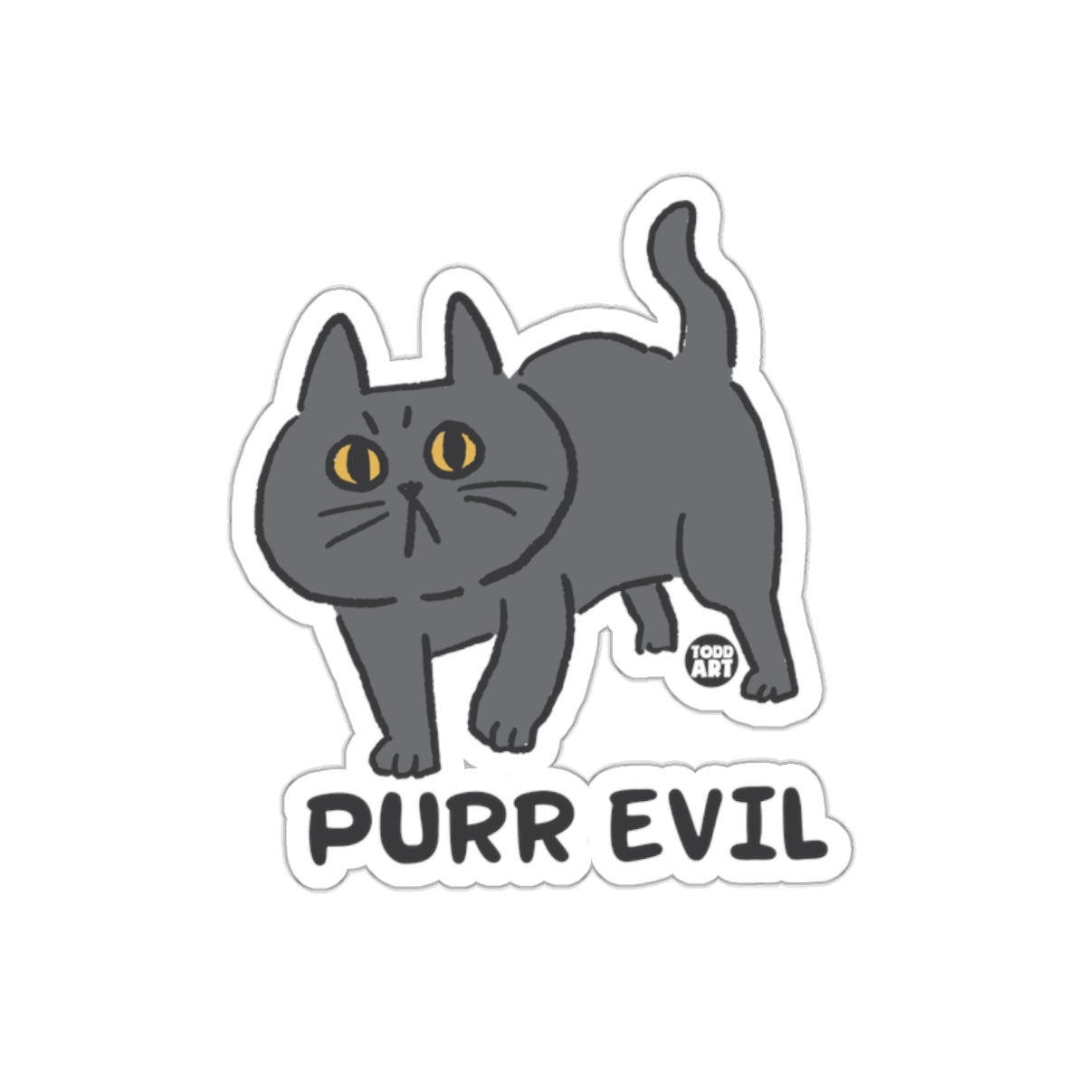 Purr Evil Funny Black Cat Sticker For Cat Lovers