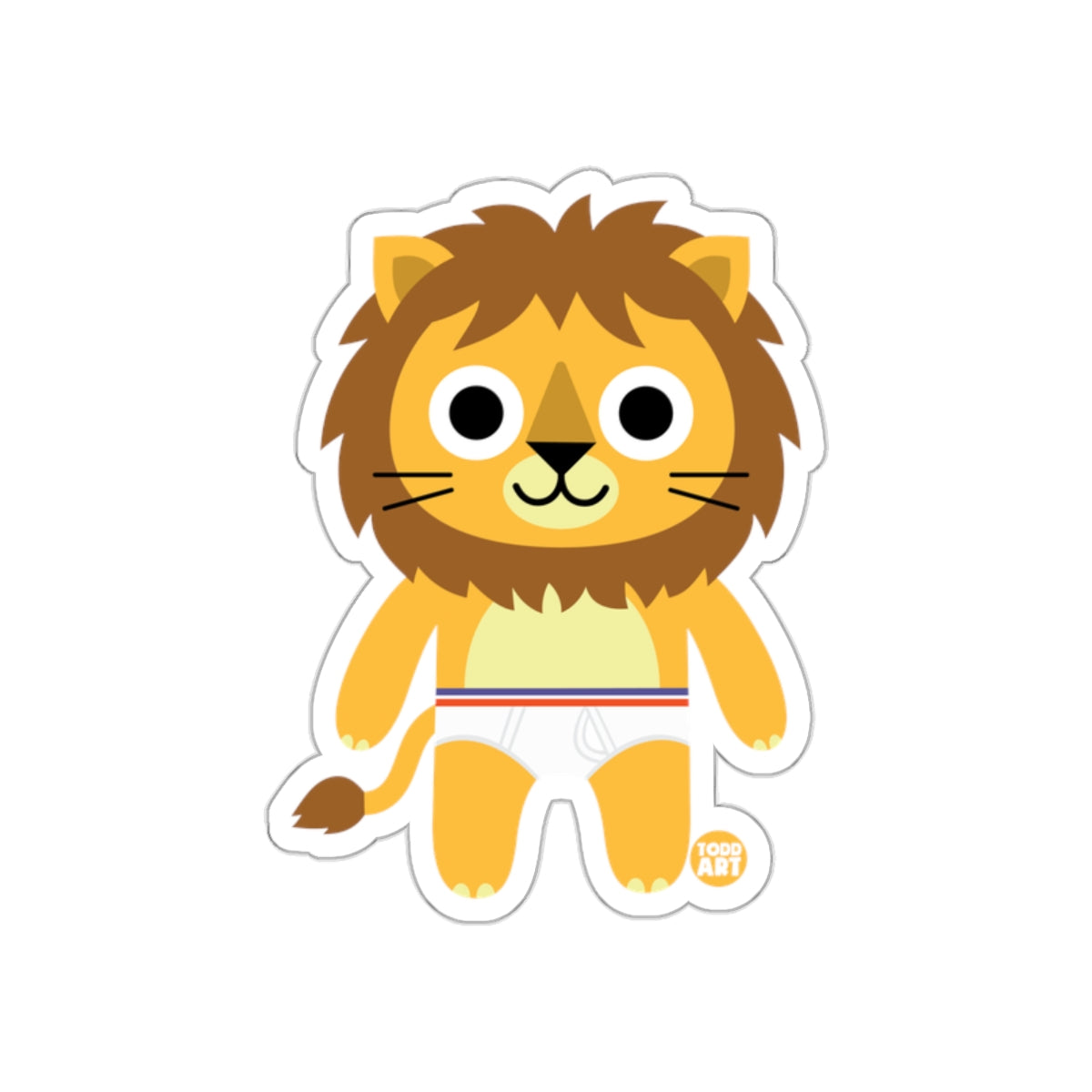 Cute Cartoon Lion Character Holding White Toy Figure