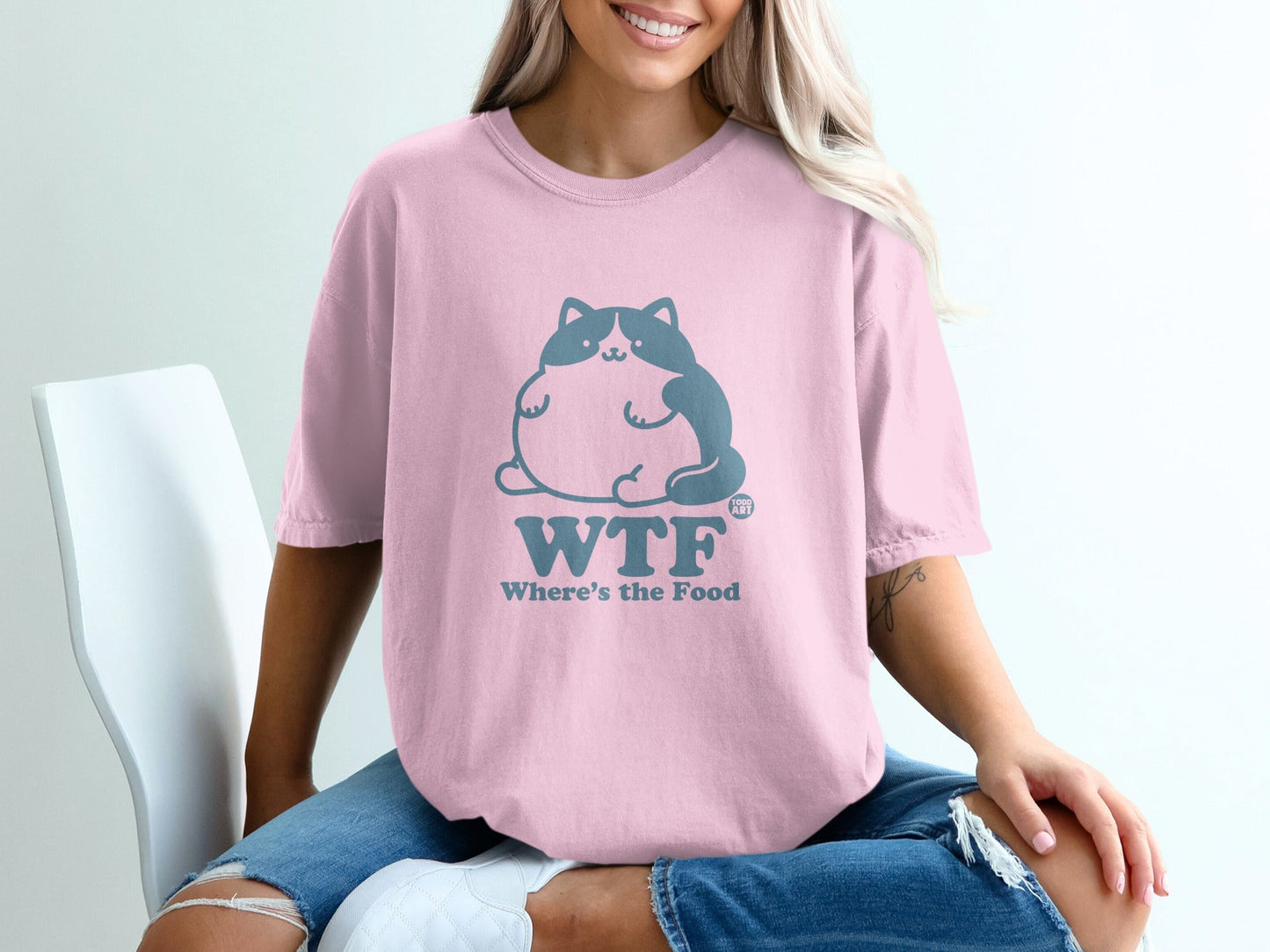 WTF Where's the Food Cat Funny Graphic T-Shirt