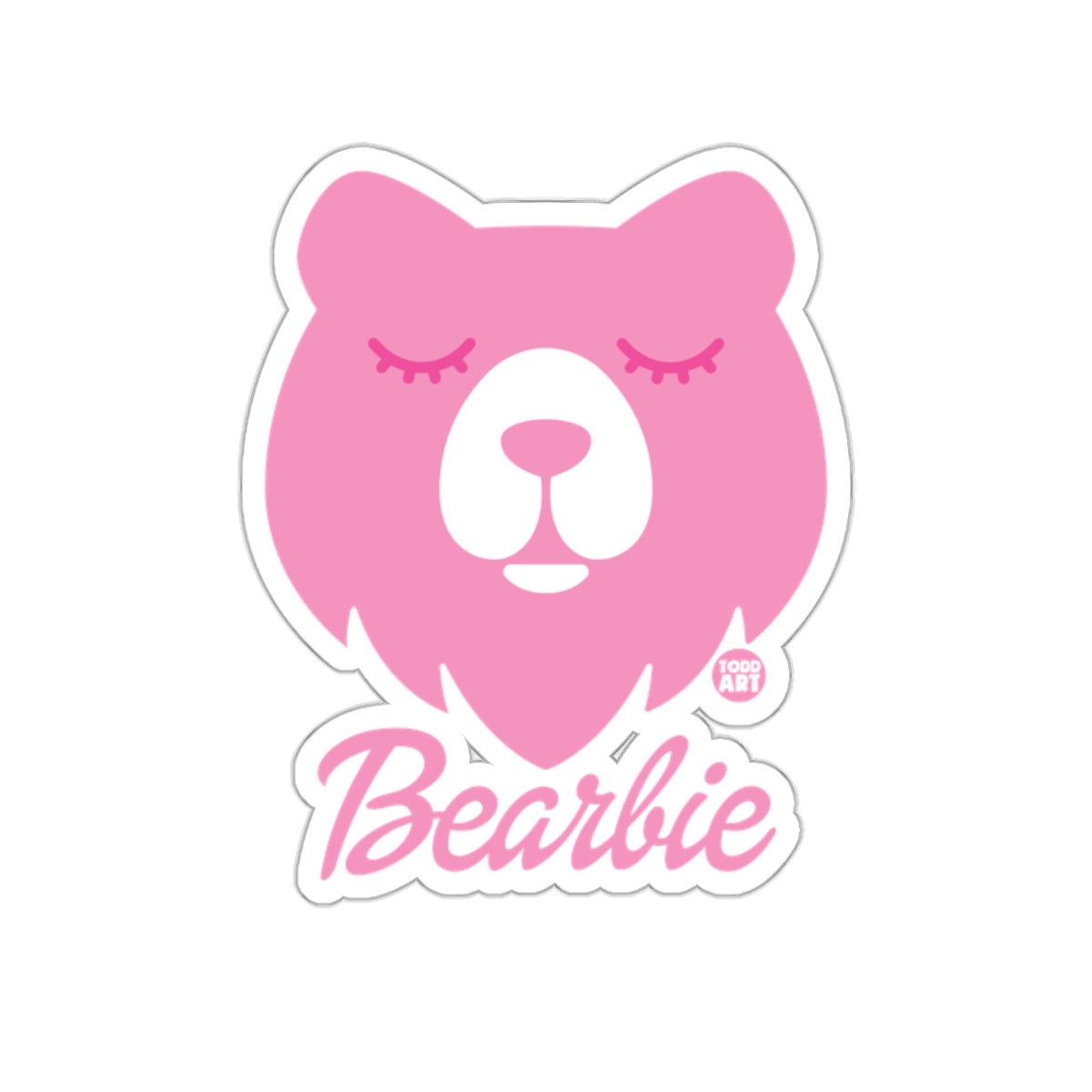 Pink Bearbie with Closed Eyes Graphic Sticker