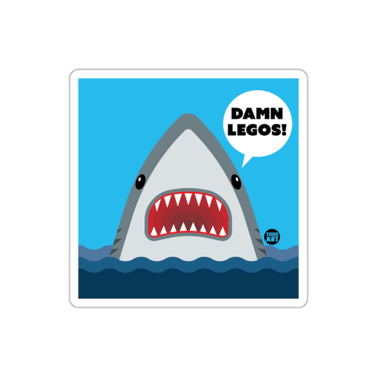 Funny Shark Damn Legos Cartoon Character Cool Art sticker