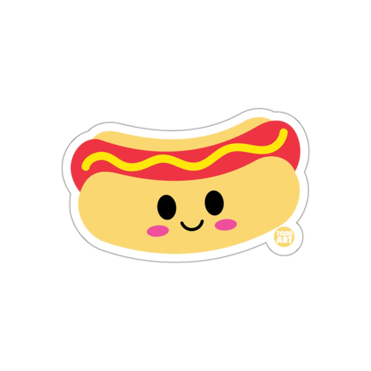 Cute Smiling Hot Dog Sticker with Face Emoji Design