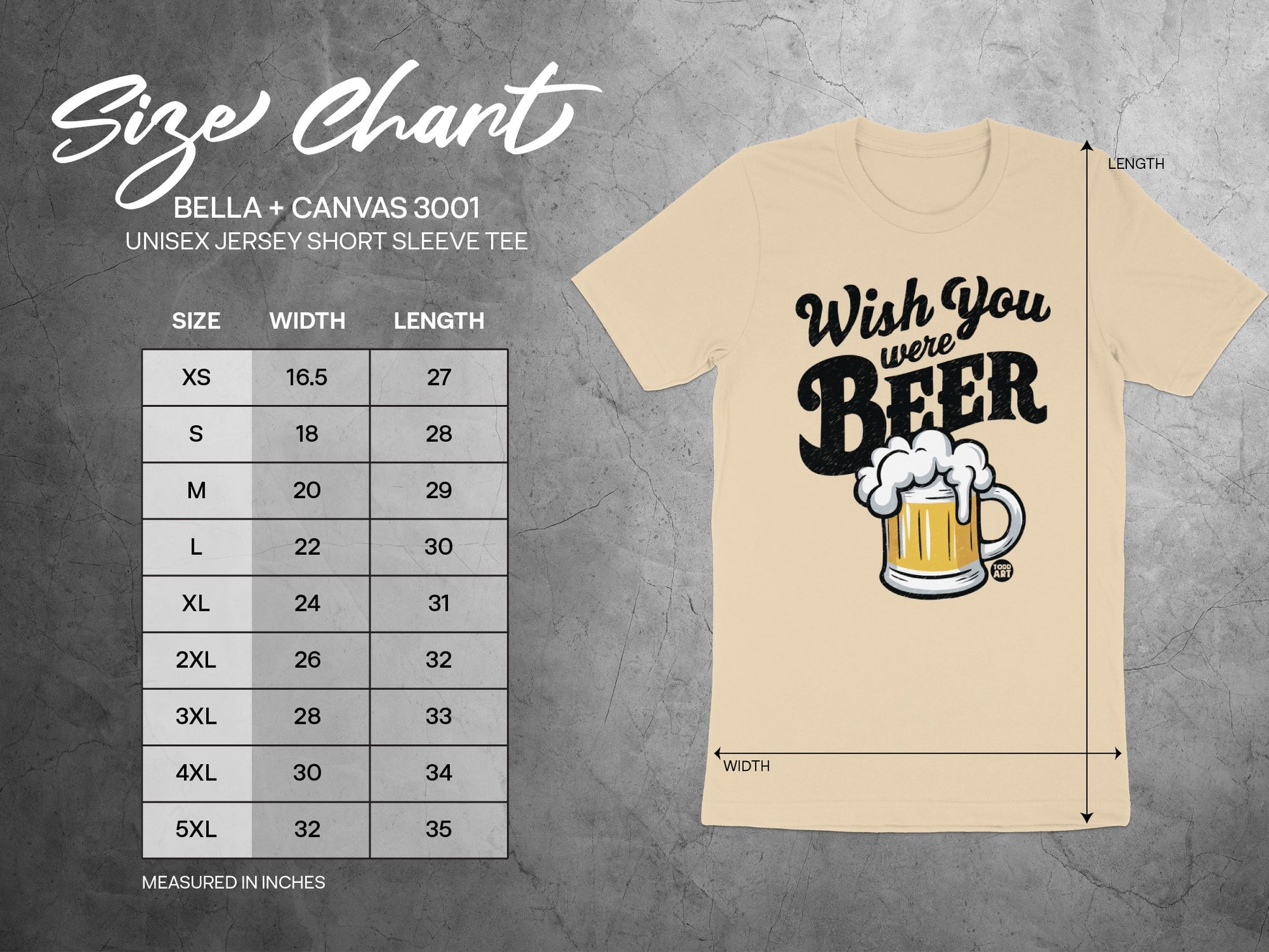 Wish You Were Beer Bella + Canvas 3001 Tee