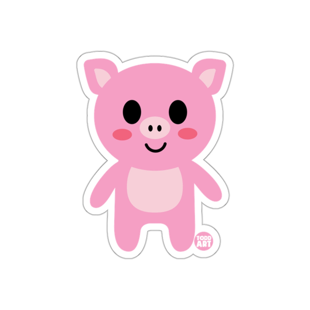 Adorable Pink Smiling Piggy Todd Art sticker
