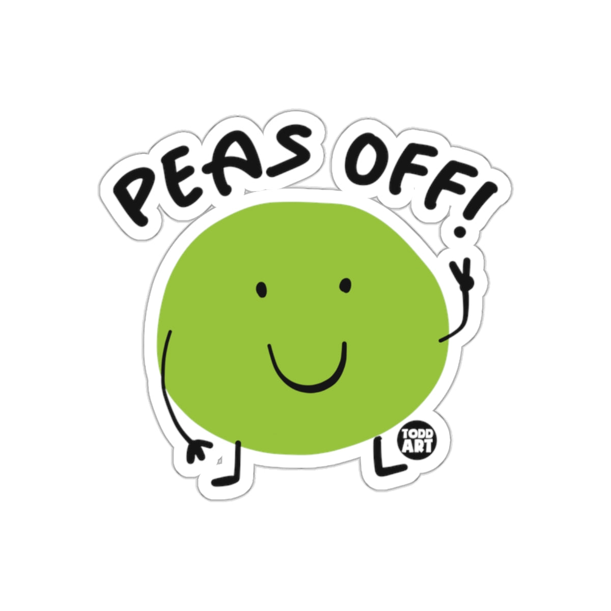 Peas Off Cute Green Character Sticker Art