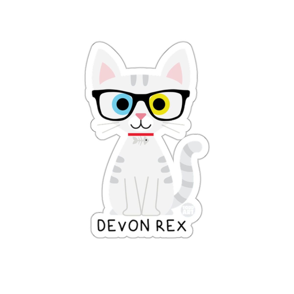 Cute Devon Rex Cat with Glasses Sticker