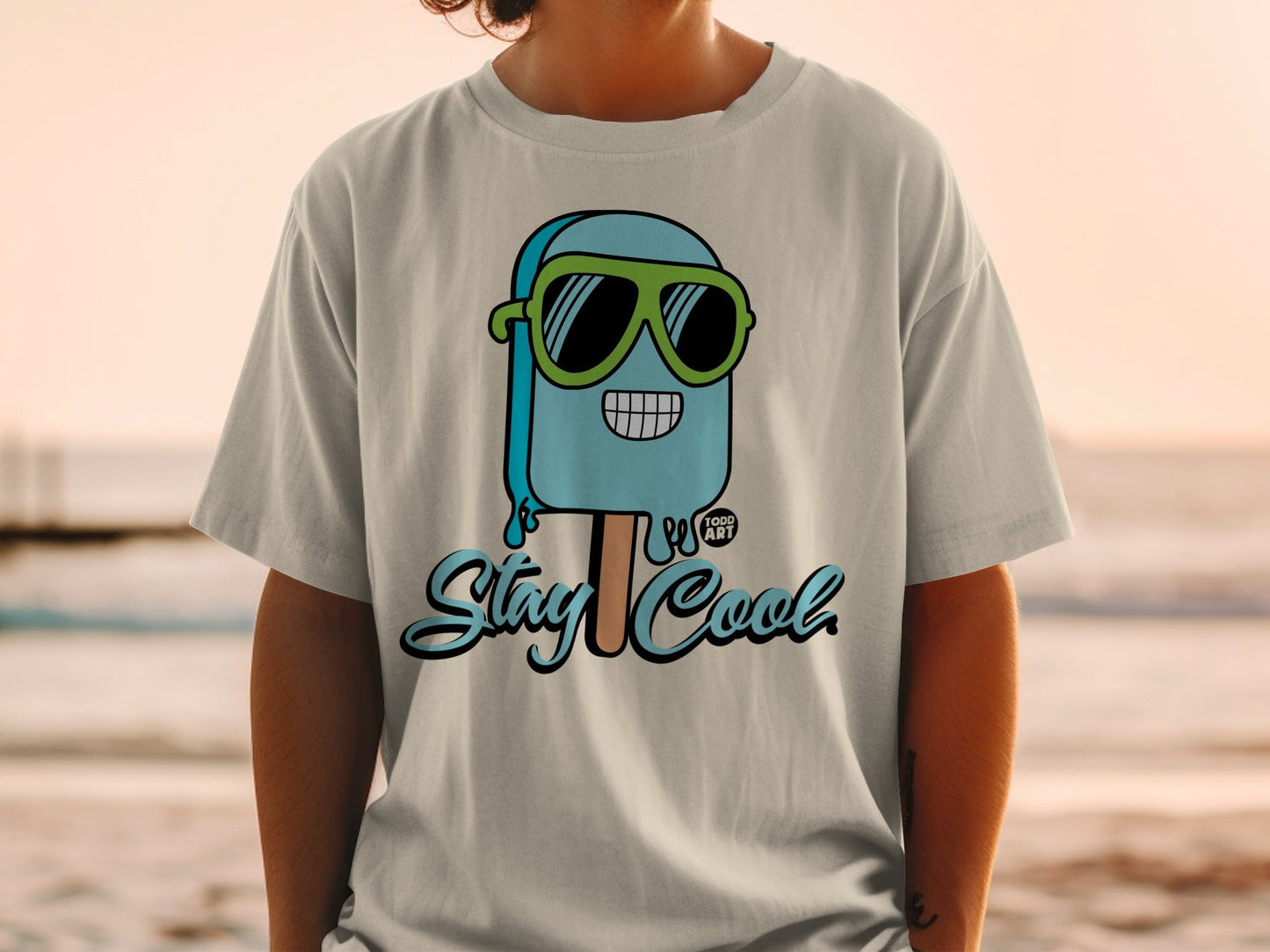 Stay Cool Cartoon Ice Pop Graphic T-shirt