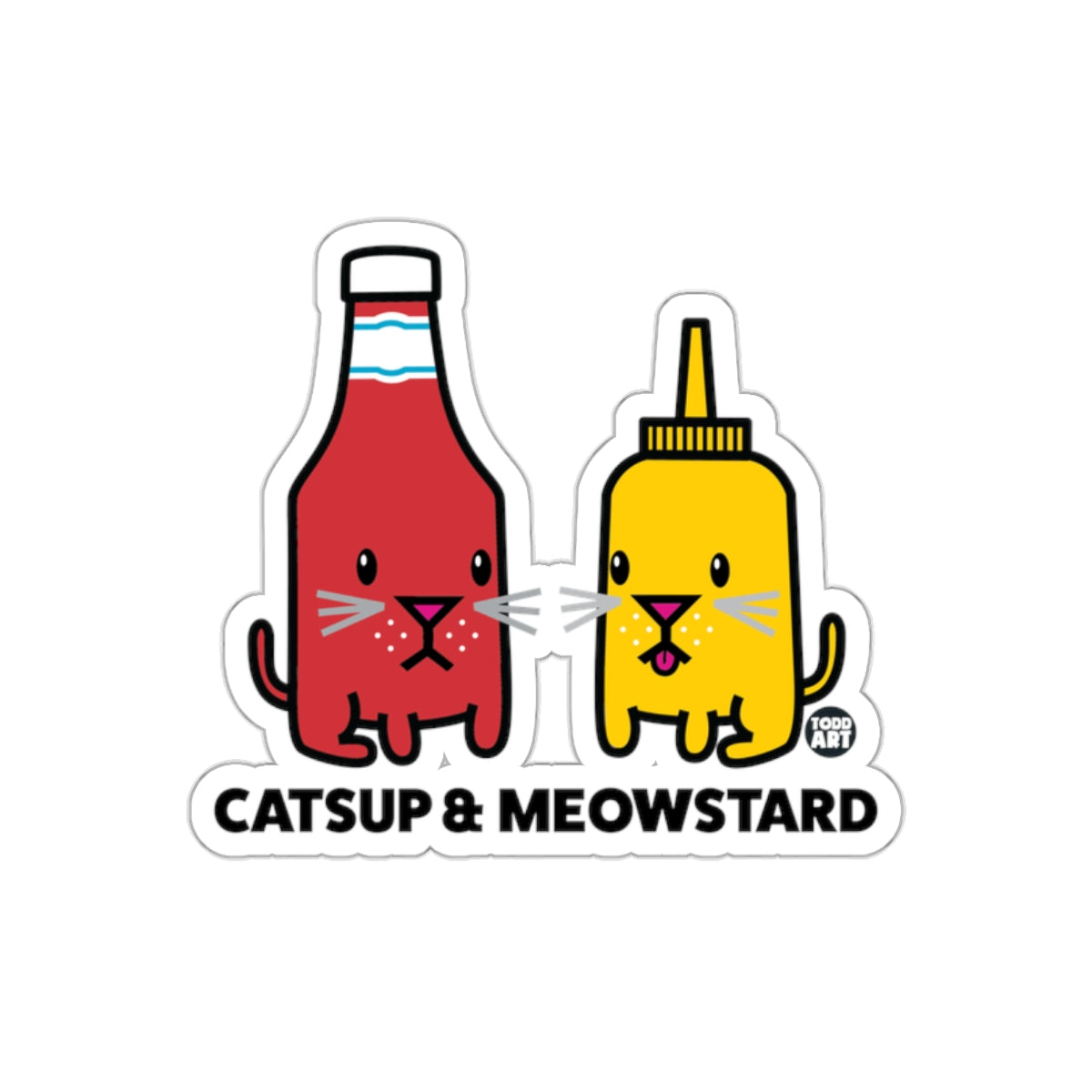 Catsup and Meowstard Funny Todd Art Design Colorful Stickers