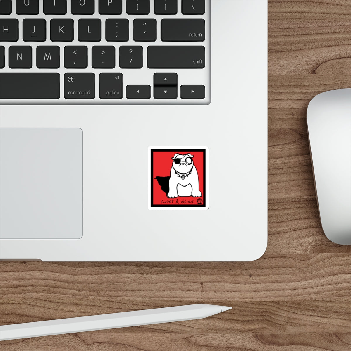 Cute Dog with Eyepatch Sticker on Laptop Sticker