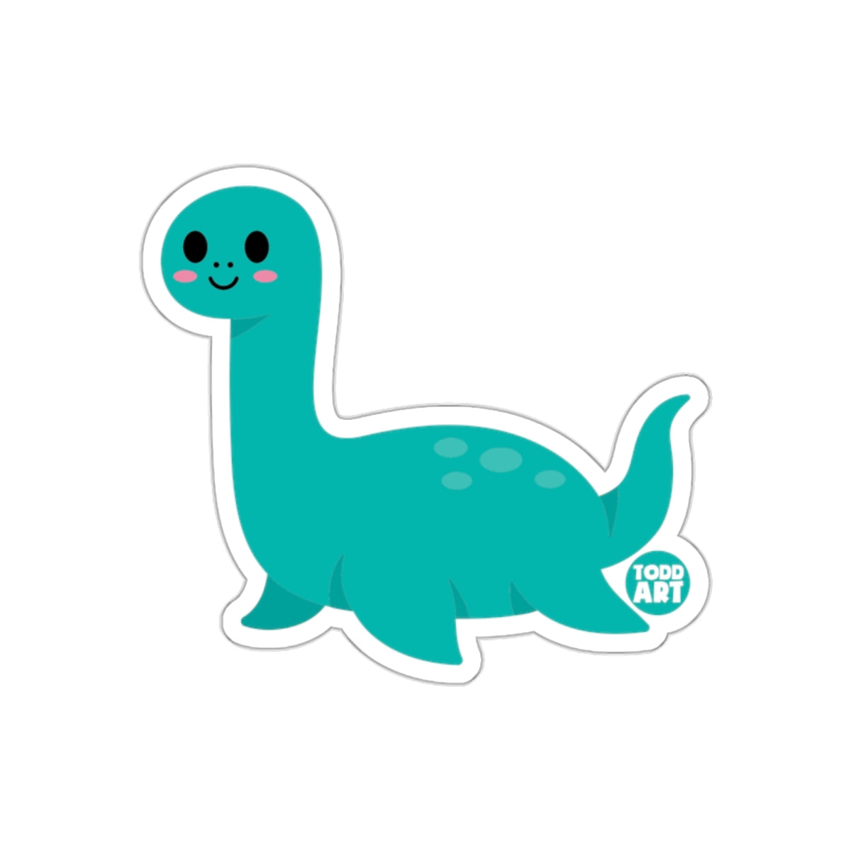 Cute Todd Art Smiling Dinosaur Sticker for Your Collection