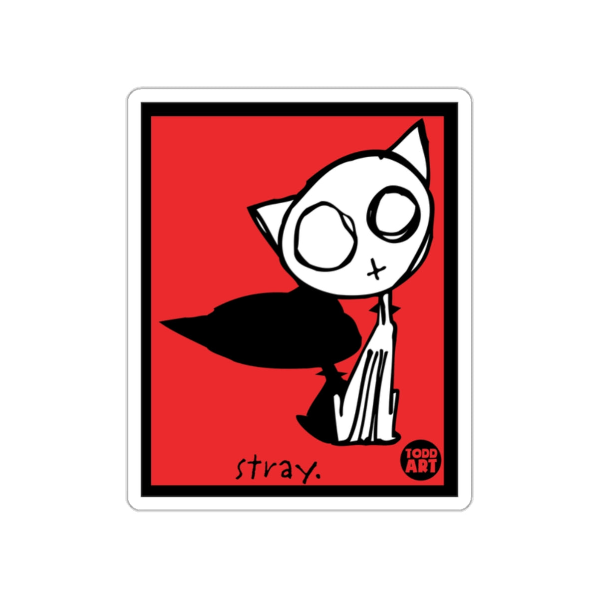 Stray Cat Illustrated Artwork Todd ART Sticker