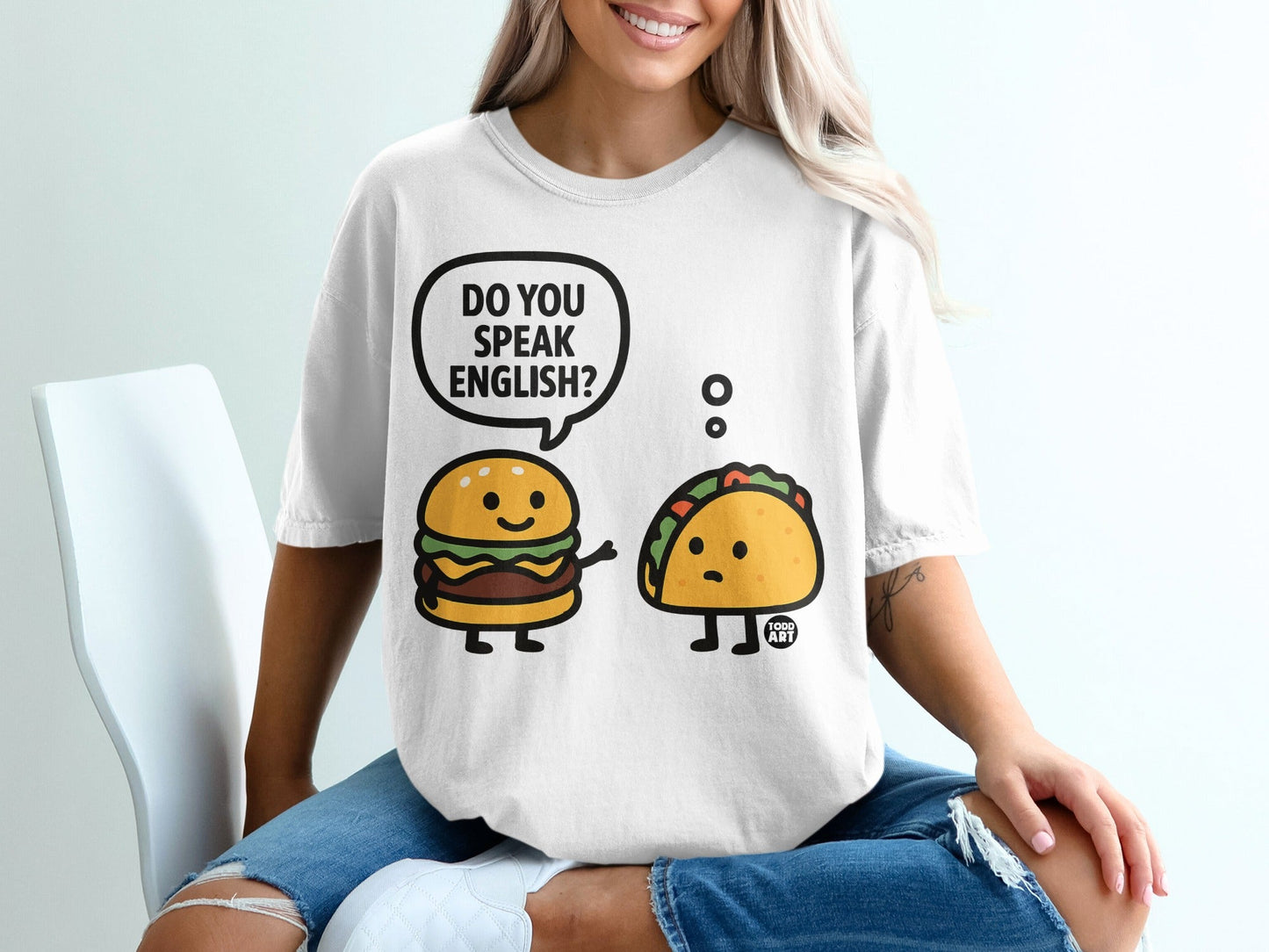 Do You Speak English Burger and Taco Graphic T-Shirt