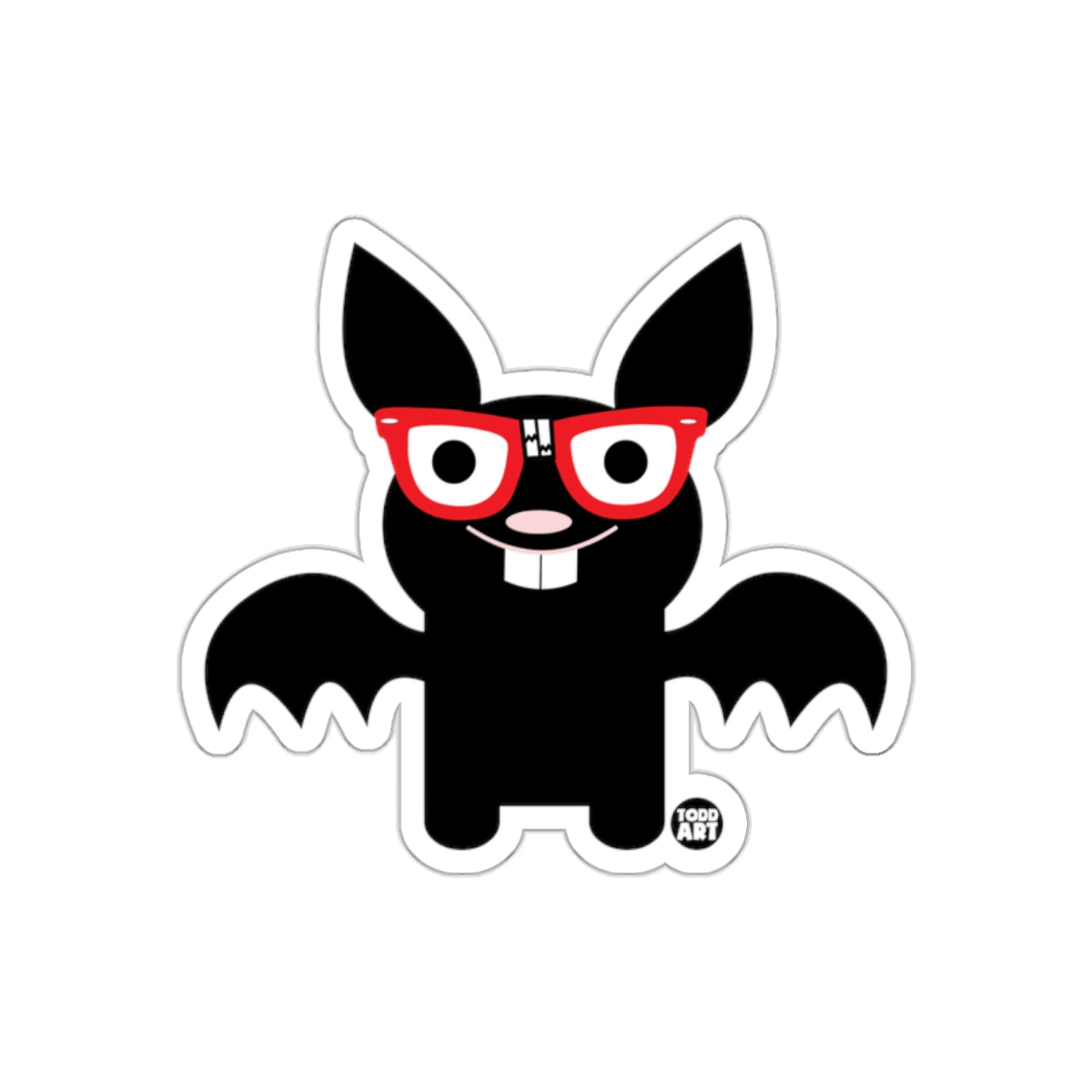 Cartoon Bat with Glasses Funny Todd Art Sticker Product