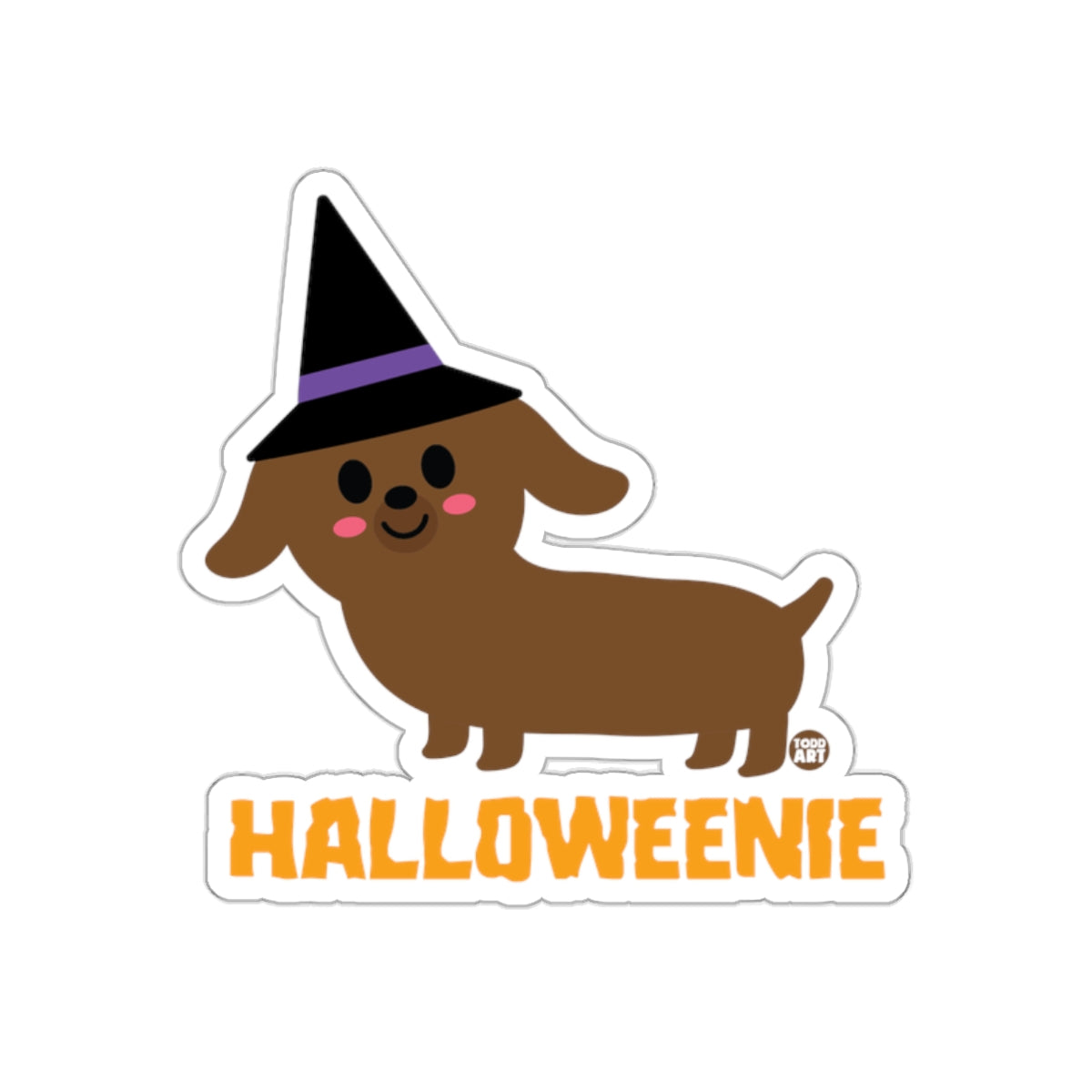 Cute Halloweenie Dog Sticker in Witch Hat Halloween Decor