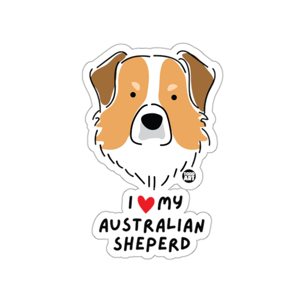 I Love My Australian Shepherd Sticker for Dog Lovers