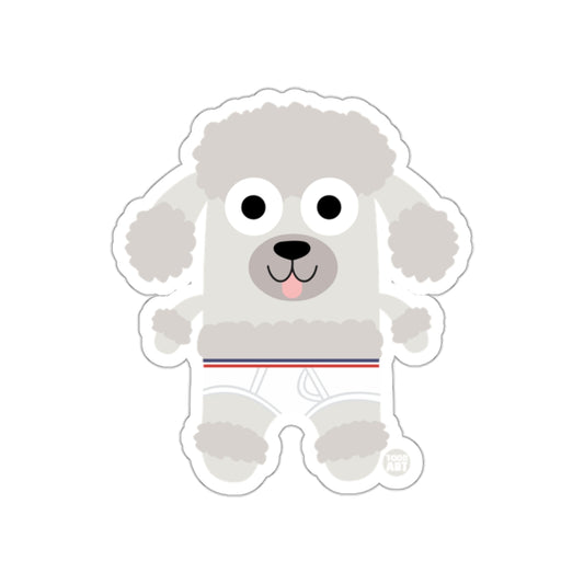 Cute Cartoon Poodle Sticker With Striped Shorts Design
