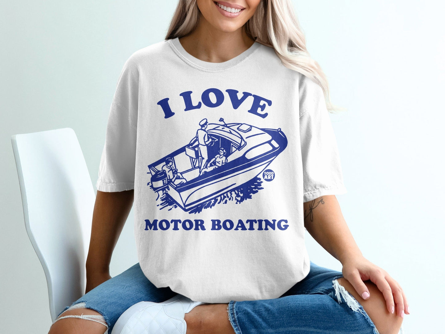 I Love Motor Boating Graphic Tee Fun Boating Product