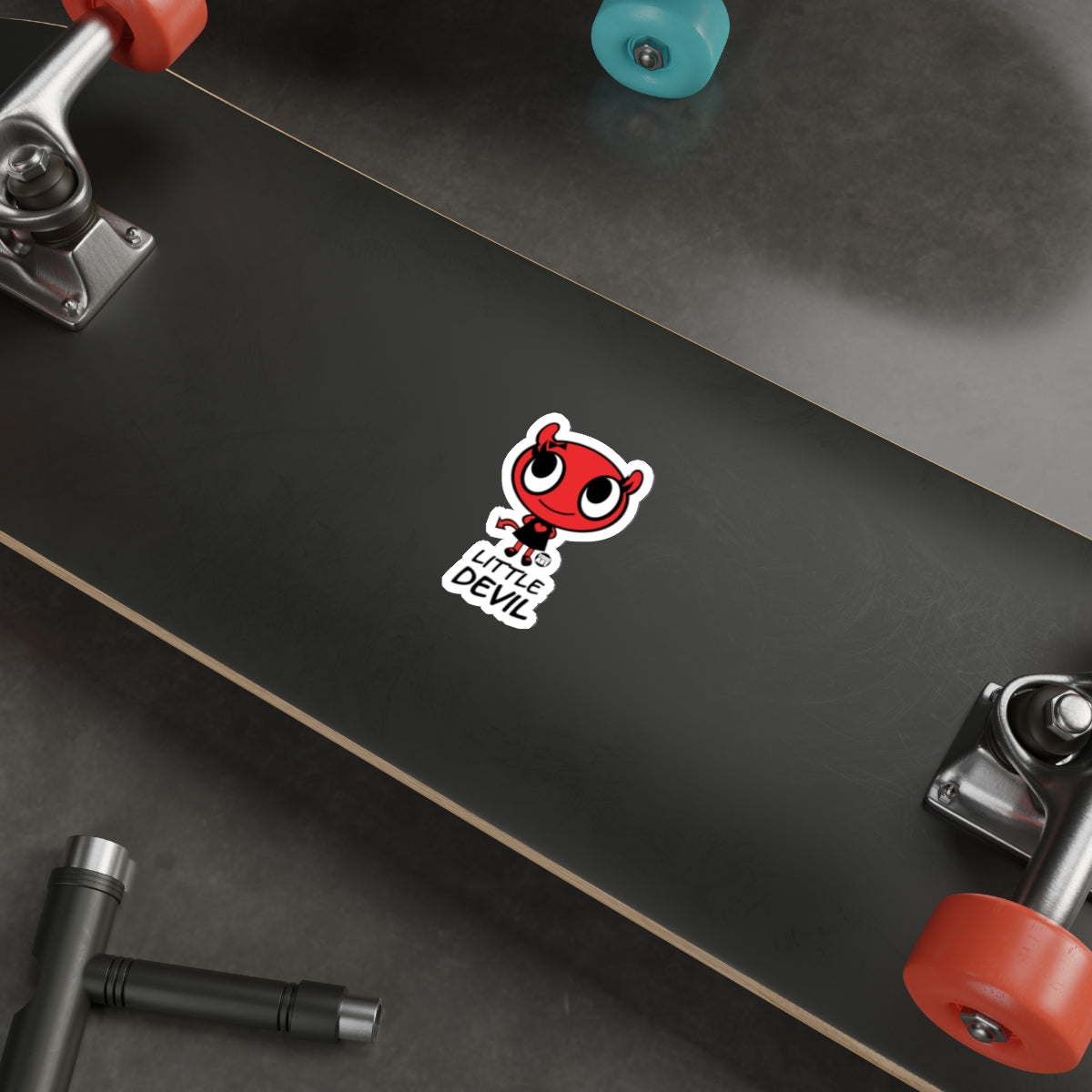 Cute Red Devil Cartoon Sticker for Skateboards