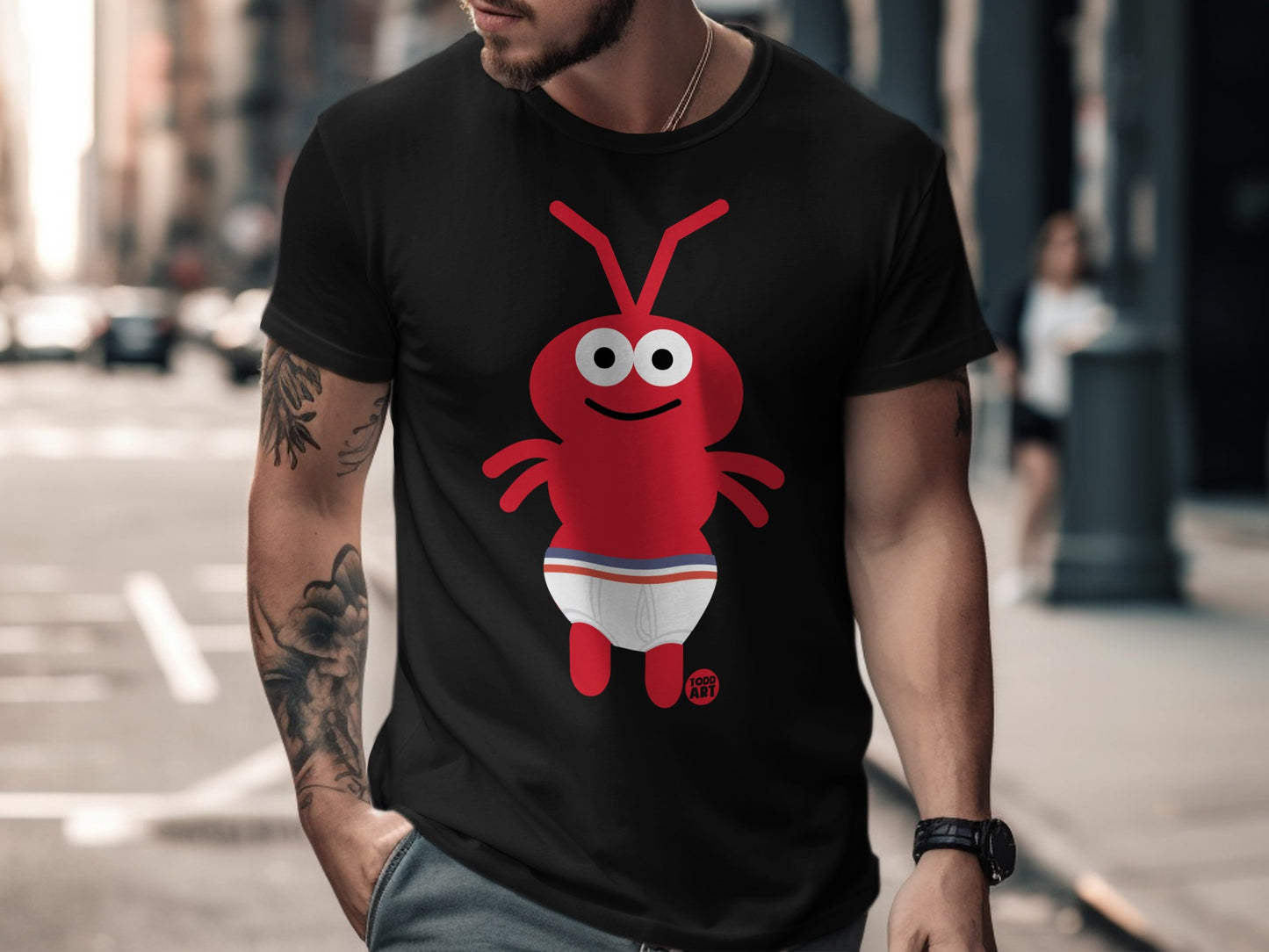 Playful Red Cartoon Character Graphic Tee product