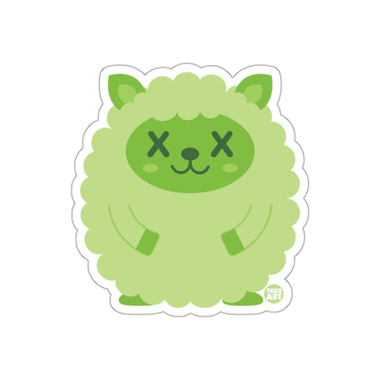 Cute Green Fluffy Sheep with X Eyes Sticker