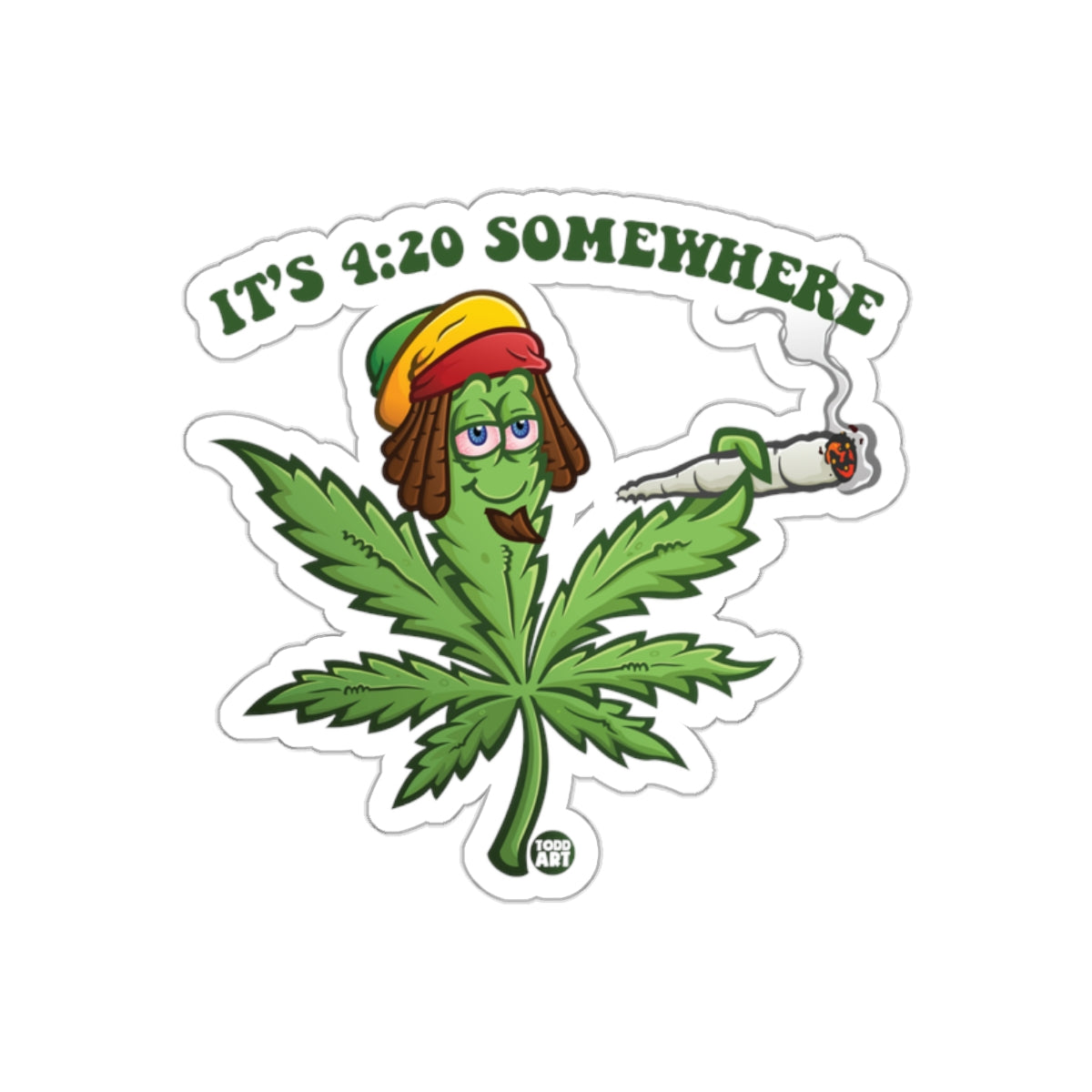 It's 4:20 Somewhere Leaf Smoke Sticker Design